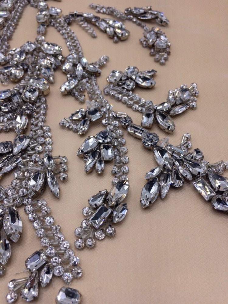 3D Heavy Beaded Cascading Floral Applique