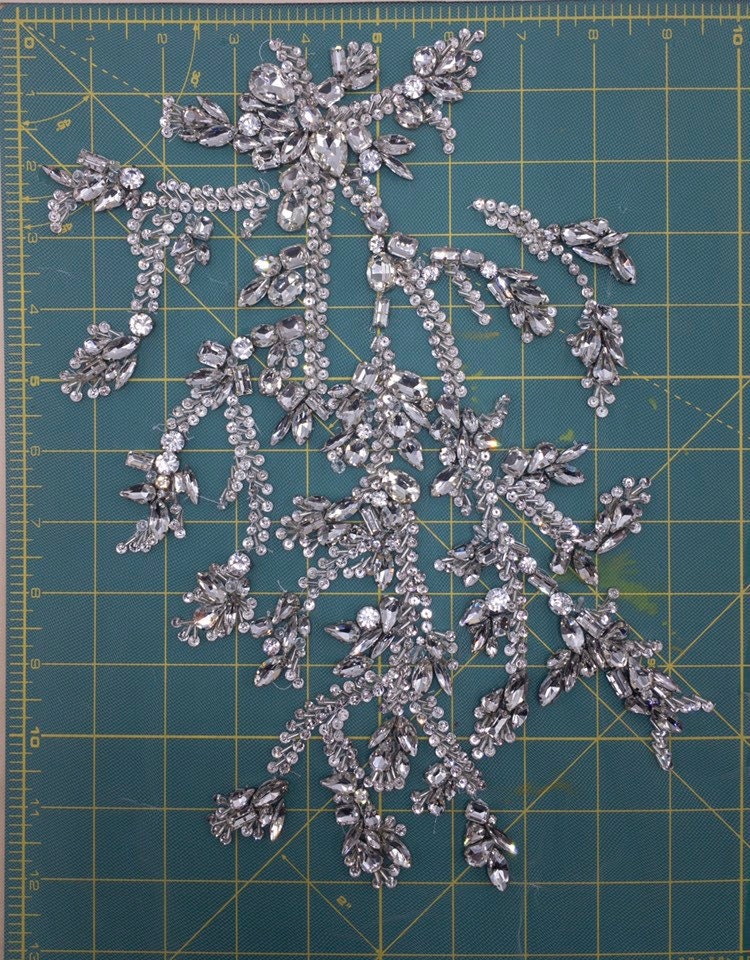 3D Heavy Beaded Cascading Floral Applique