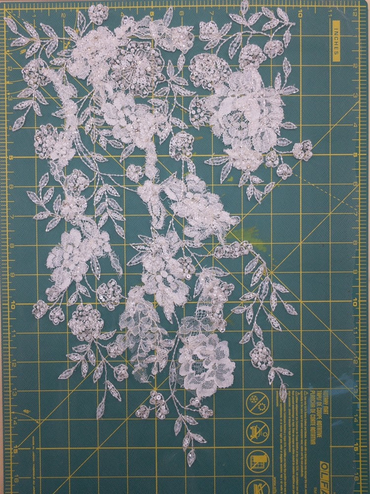 3D Chantilly Lace Beaded Floral Applique