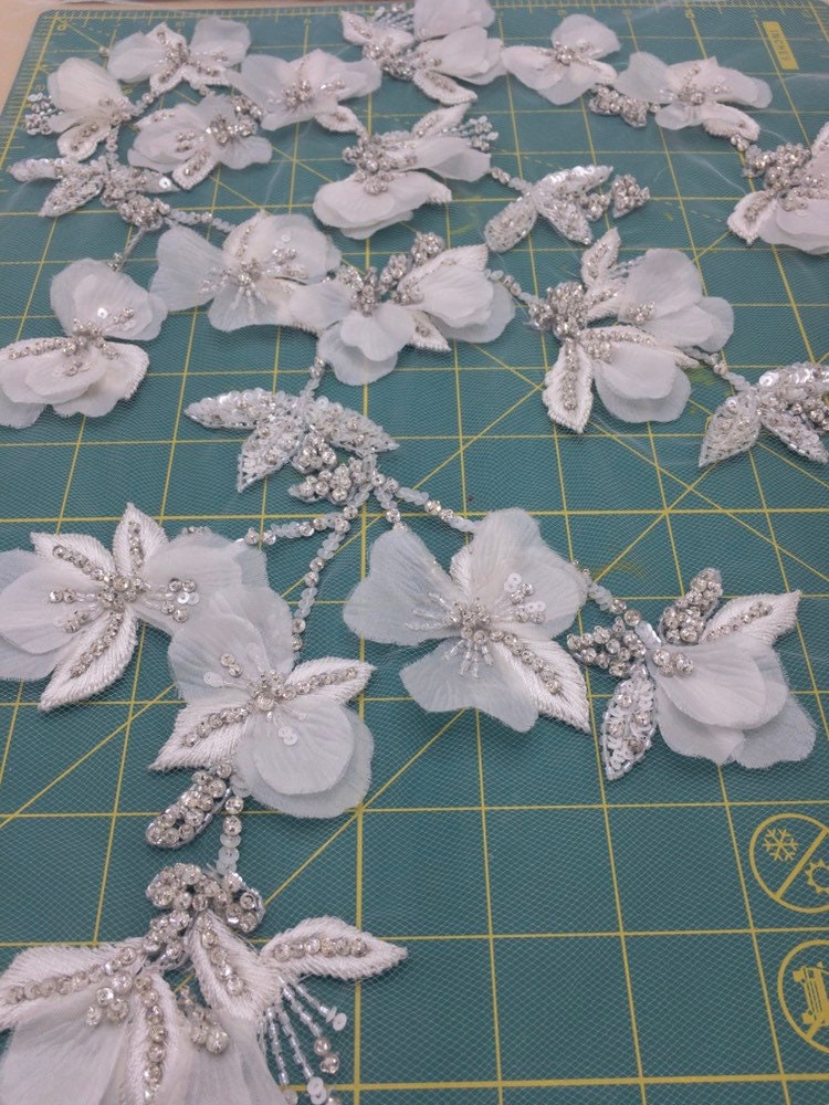 A131  - White Floral Wedding Applique