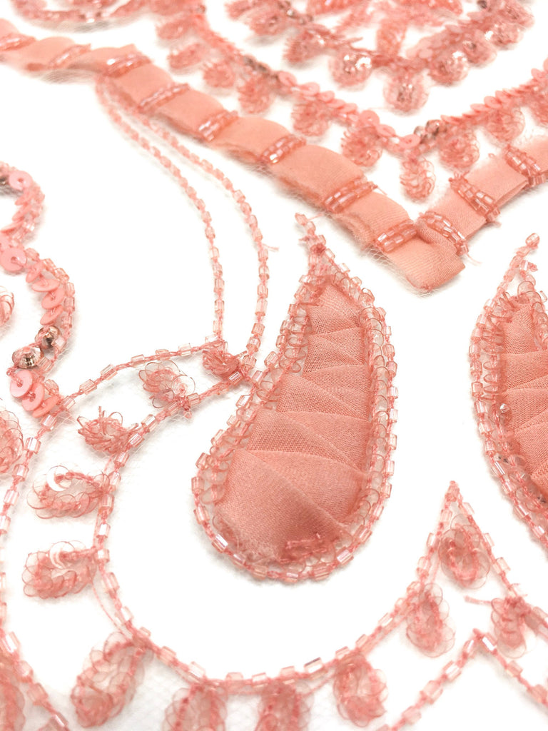 A120 - Rosey Peach Applique Panel