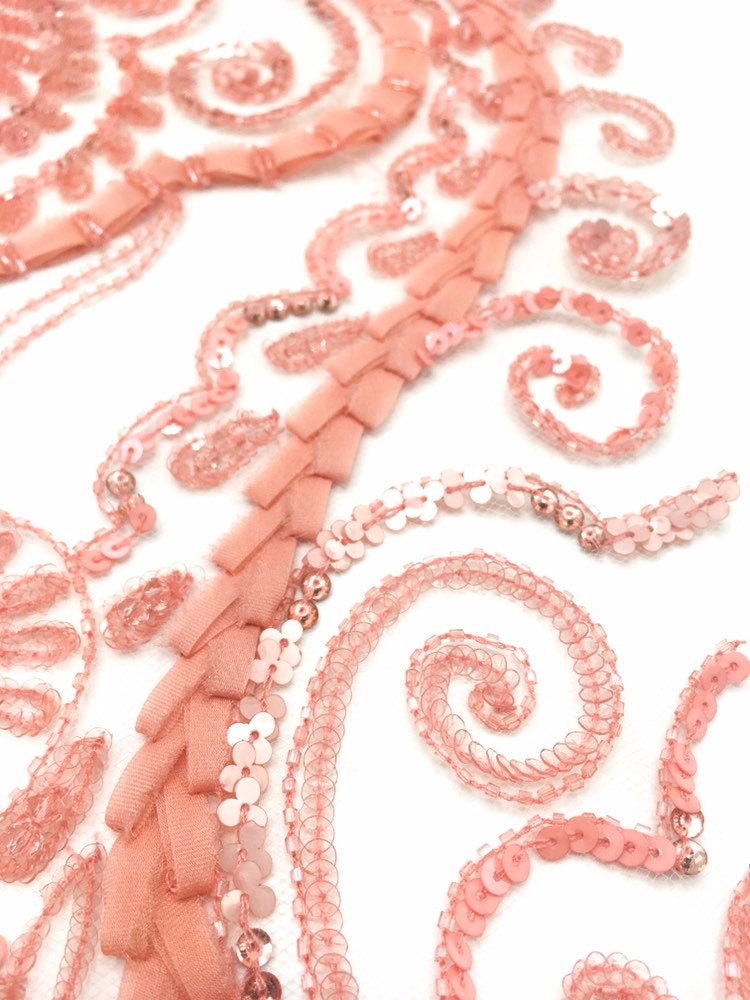 A120 - Rosey Peach Applique Panel