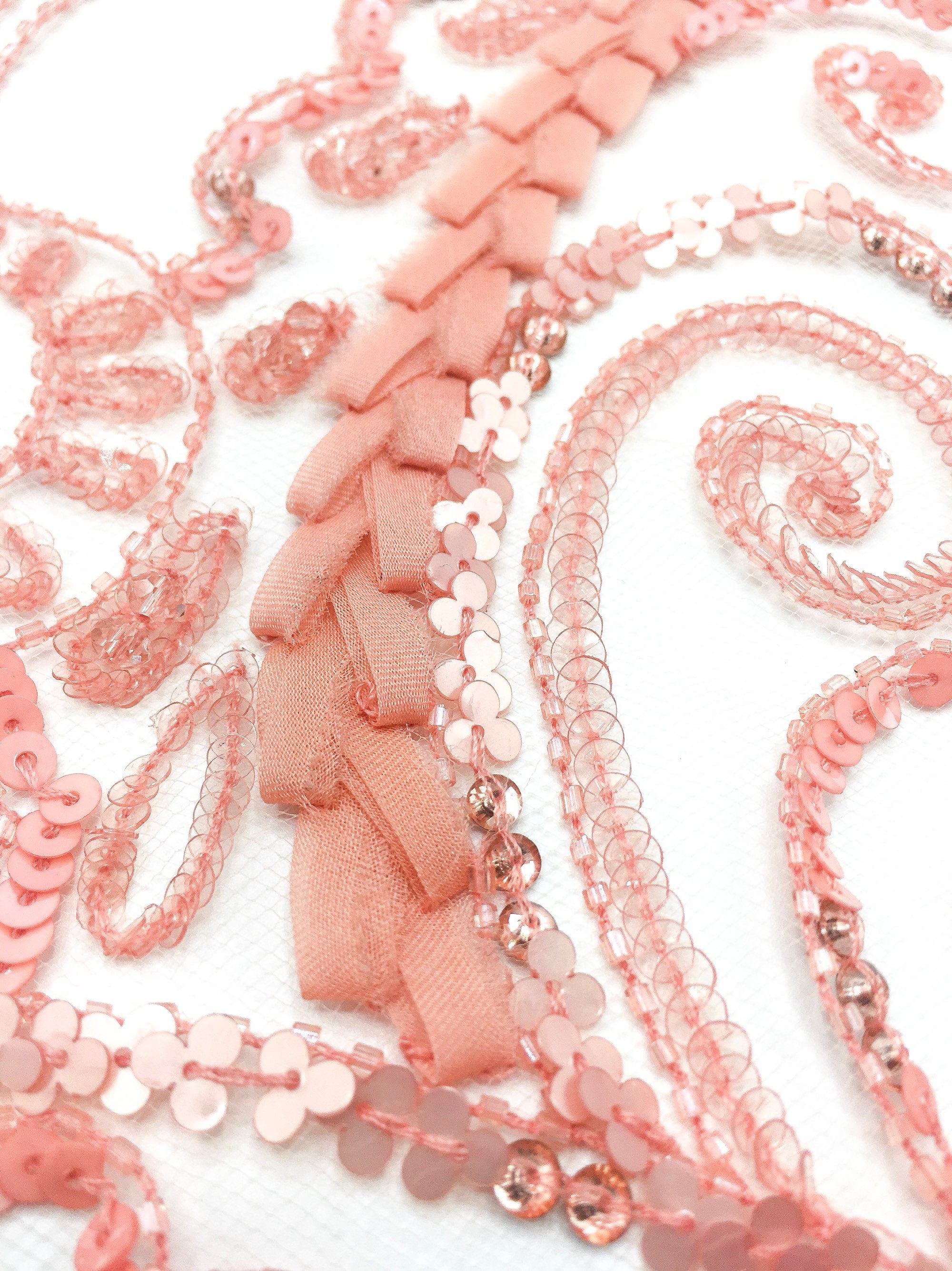 A120 - Rosey Peach Applique Panel