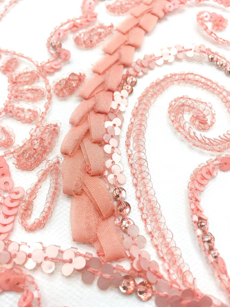 A120 - Rosey Peach Applique Panel