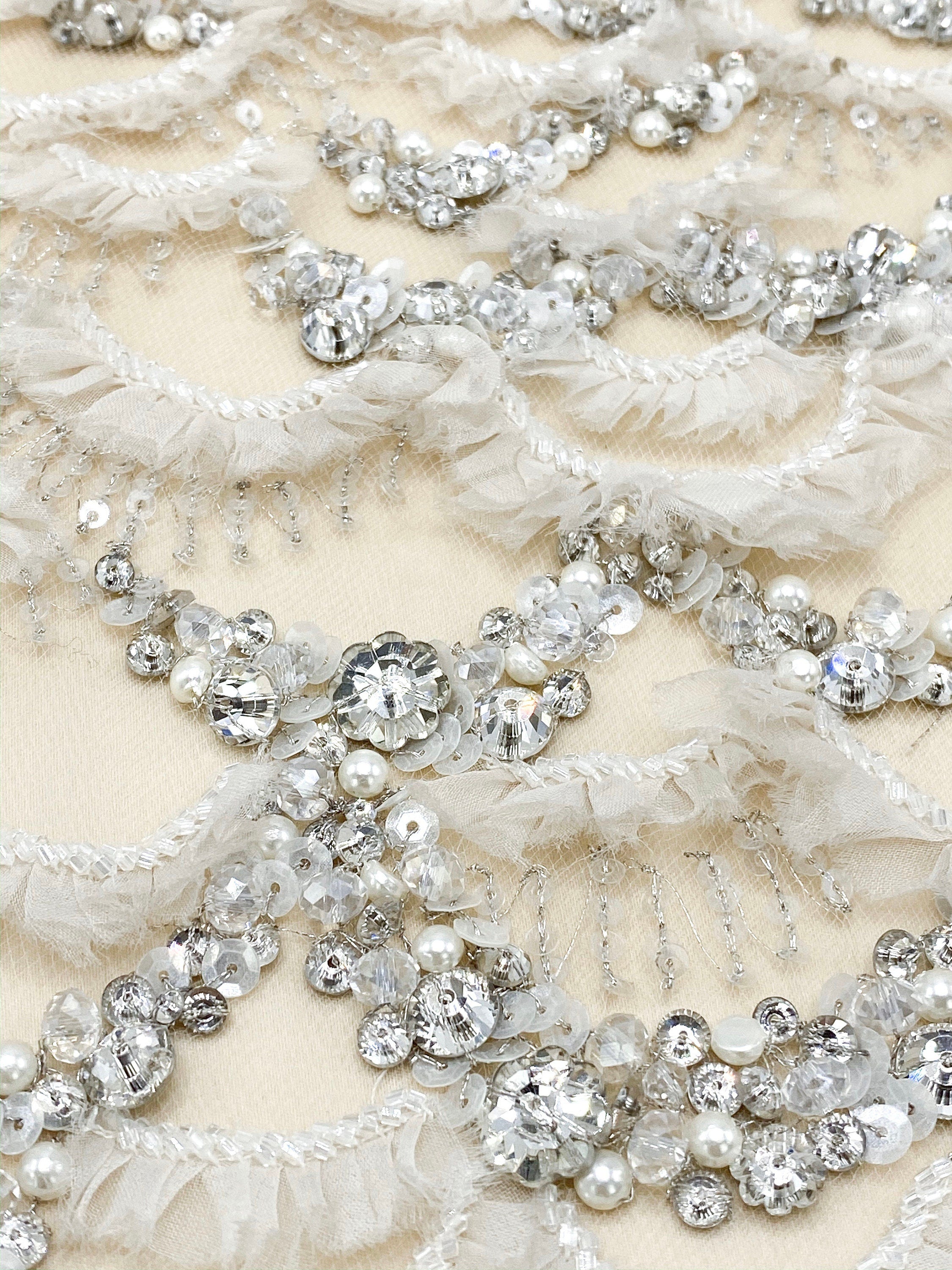3D Scalloped Beaded Bridal Applique