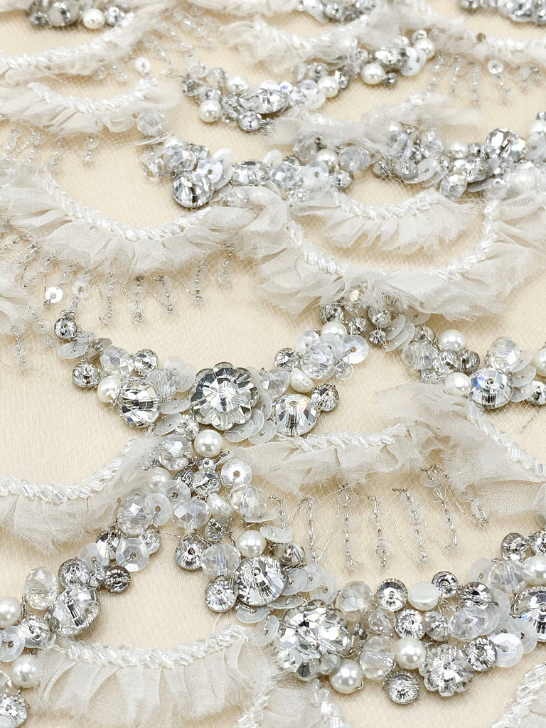 3D Scalloped Beaded Bridal Applique
