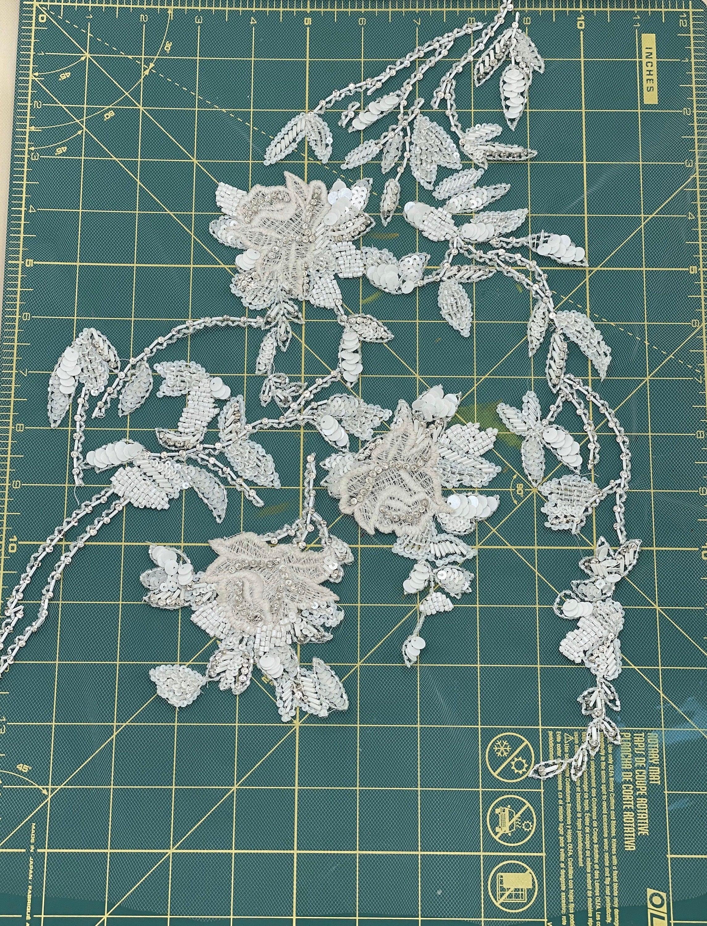 3D Matte White Beaded Applique