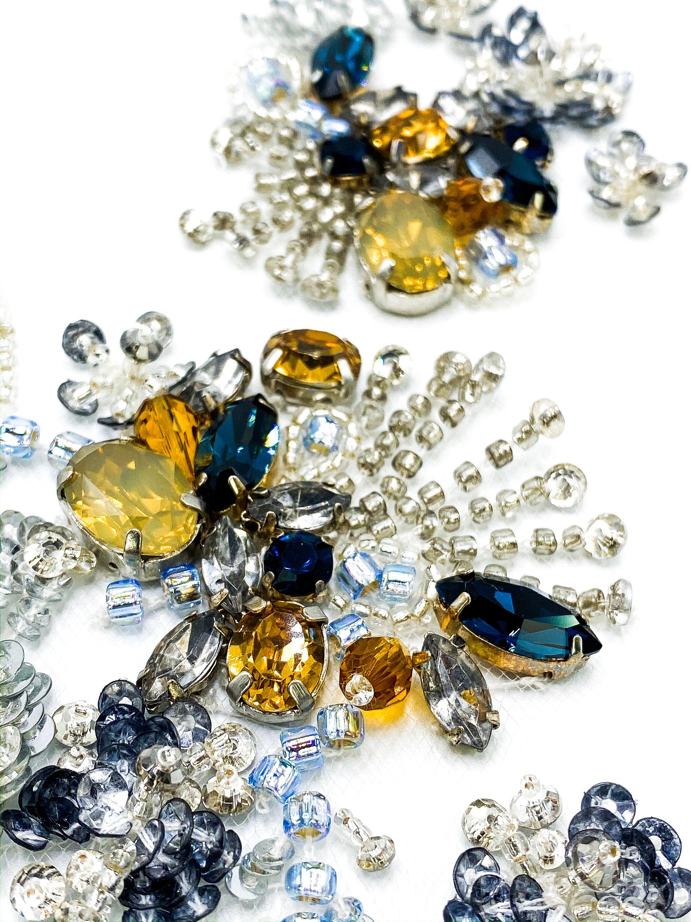 A103 - Crystal Beaded Floral Applique