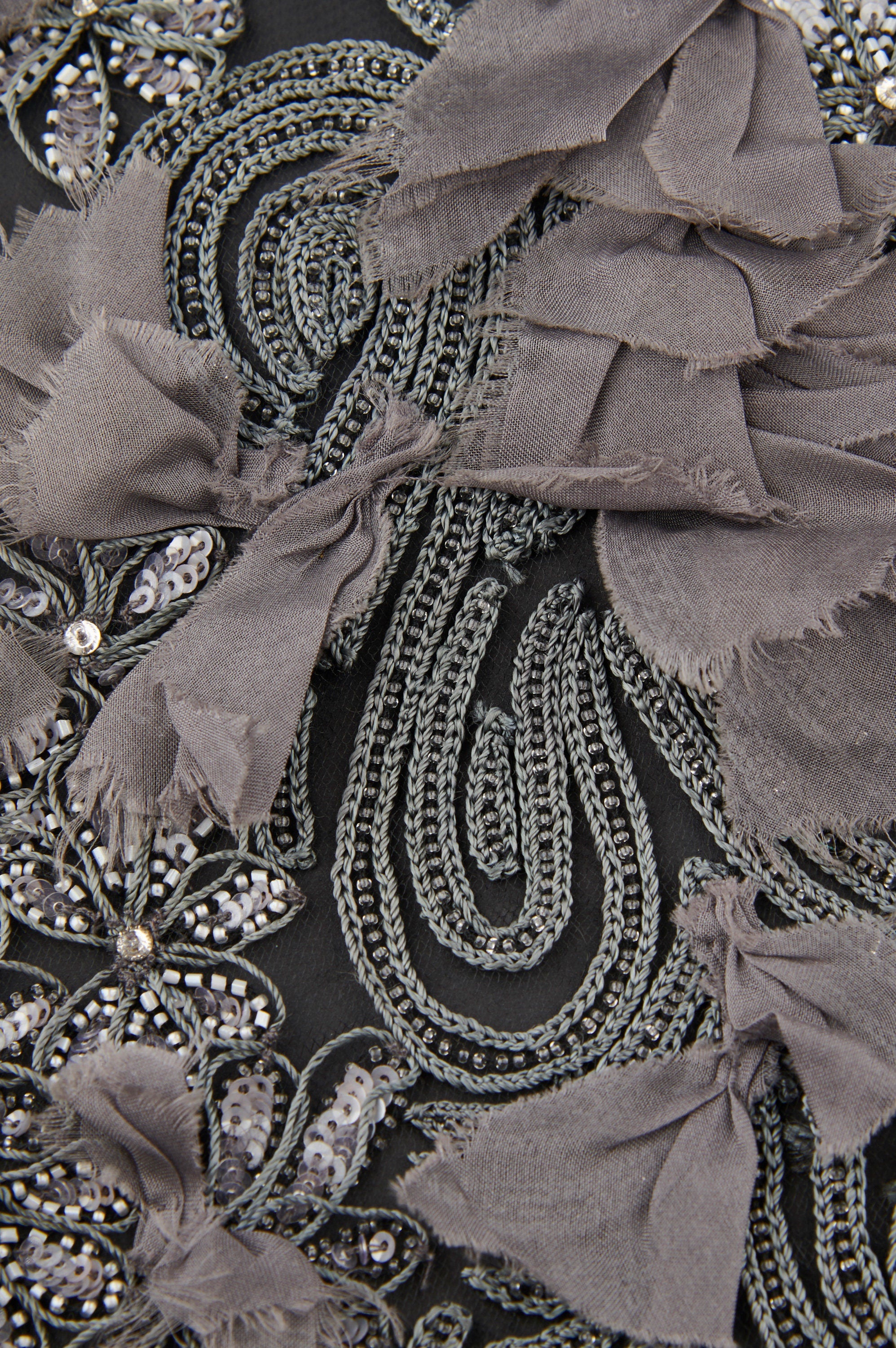 3D Charcoal Gray Embellished Applique