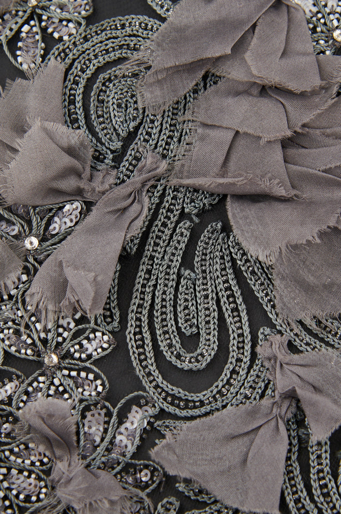 3D Charcoal Gray Embellished Applique