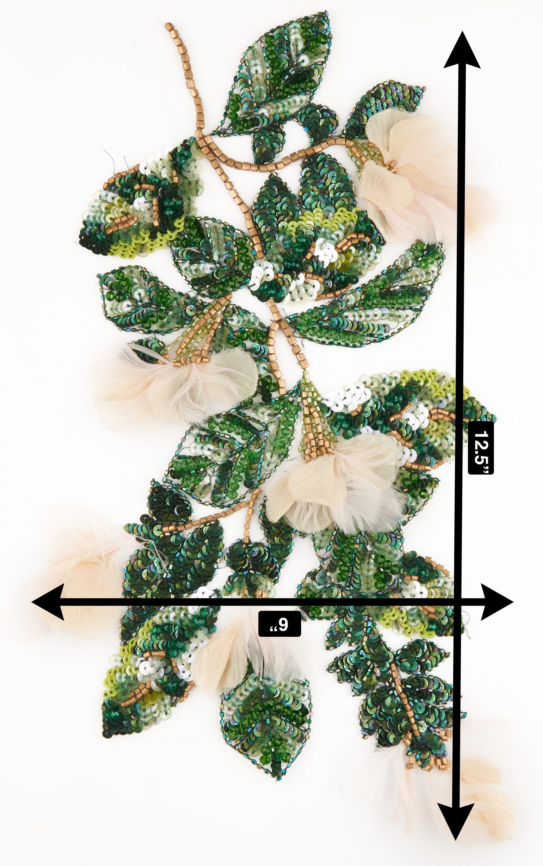 A127 - Feathered Silk Floral Vine Applique
