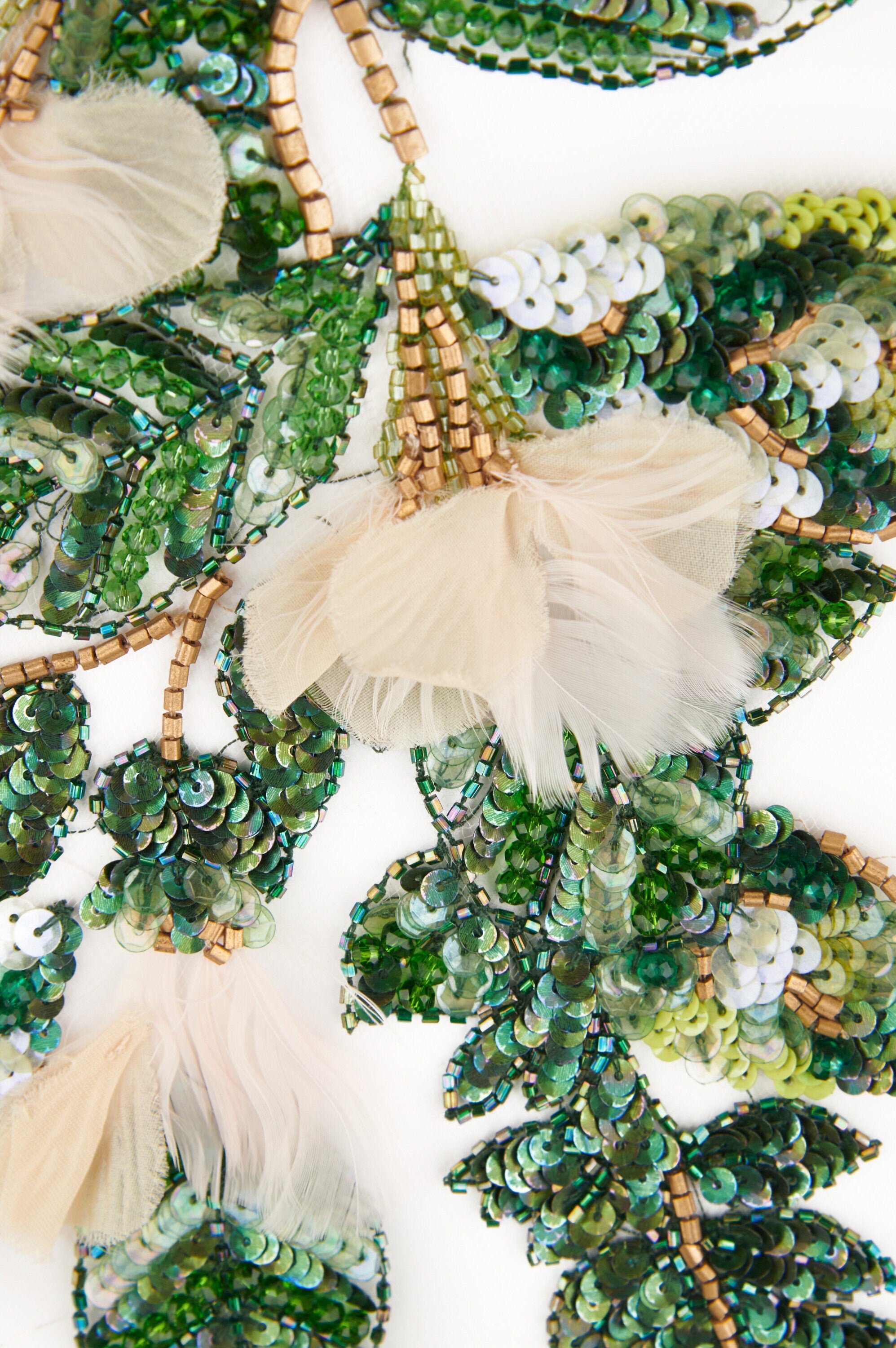 A127 - Feathered Silk Floral Vine Applique