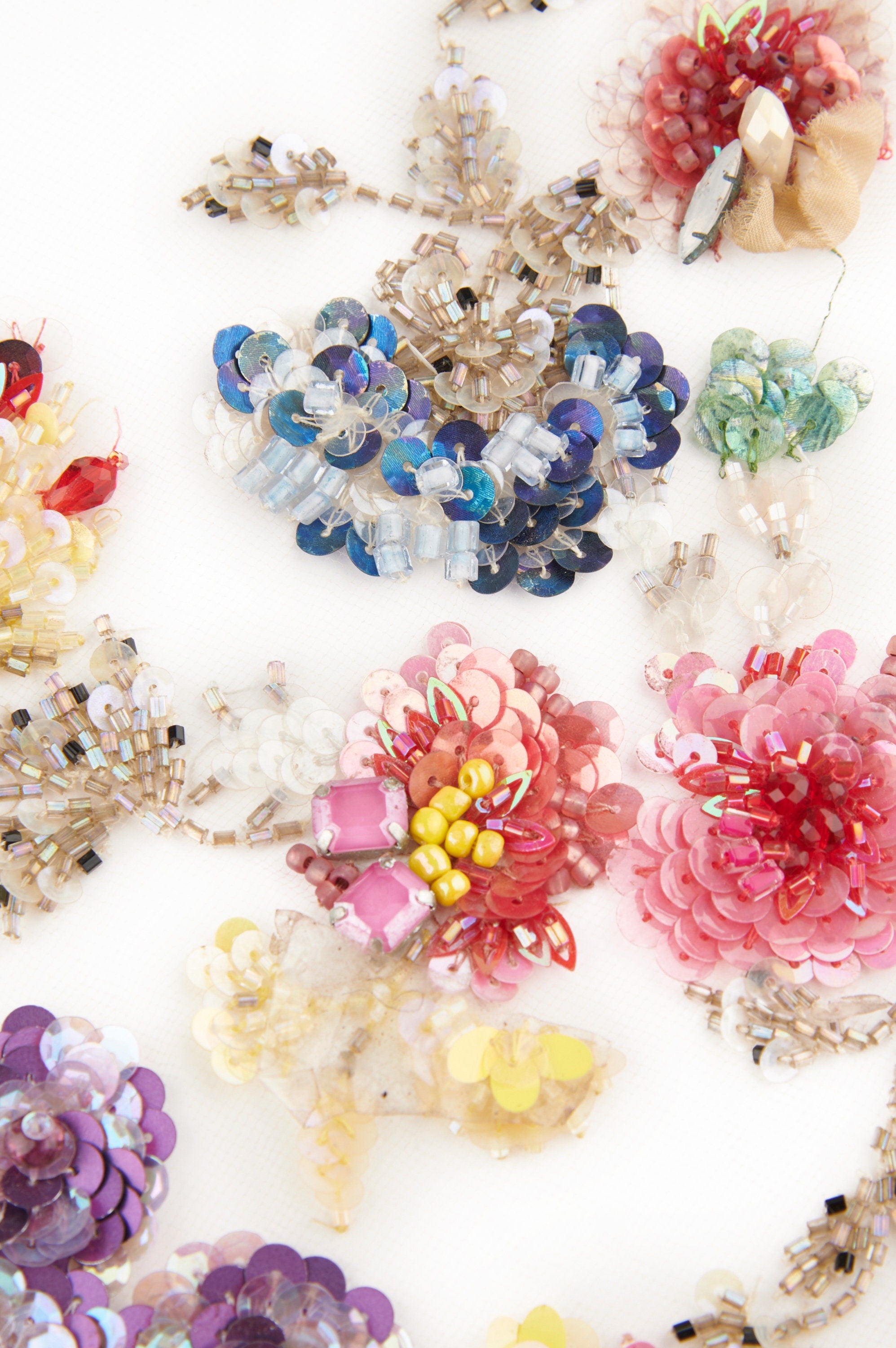 3D Multi Colored Floral Beaded Applique