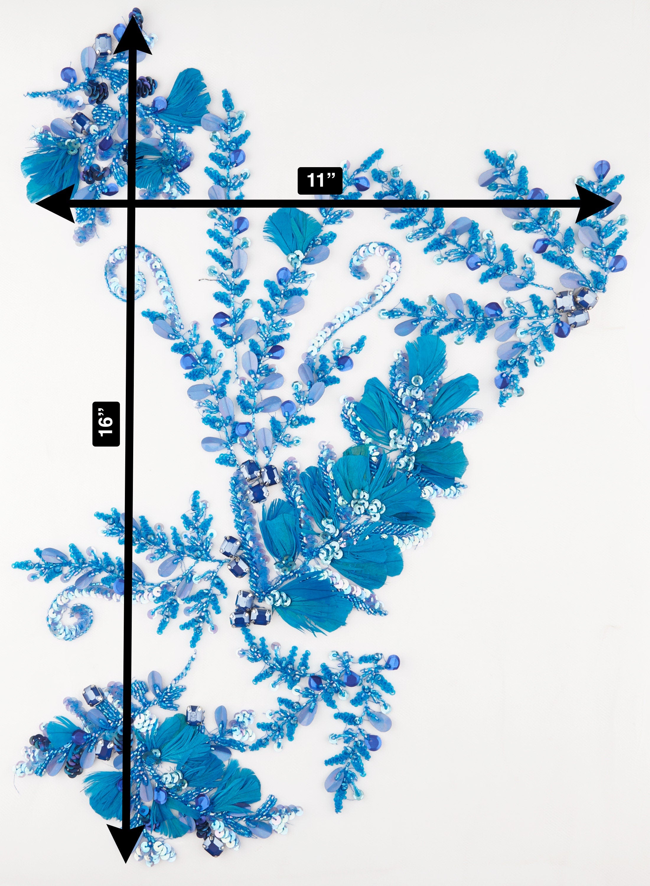 A104 - Light Sapphire Feather Applique