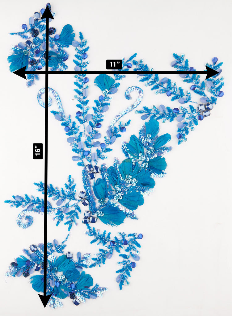 A104 - Light Sapphire Feather Applique