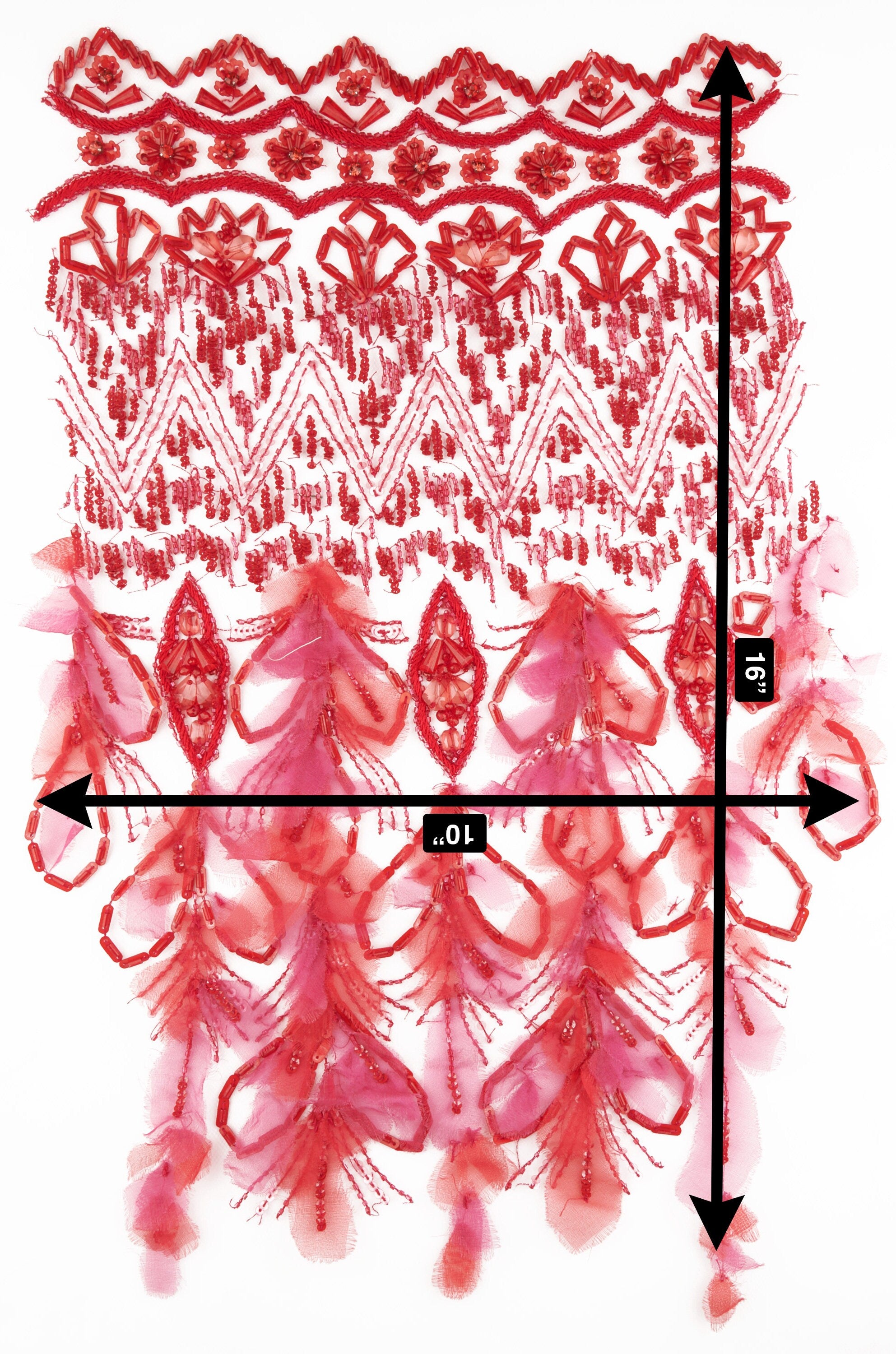 A137 - Red Hyacinth Beaded Organza Applique