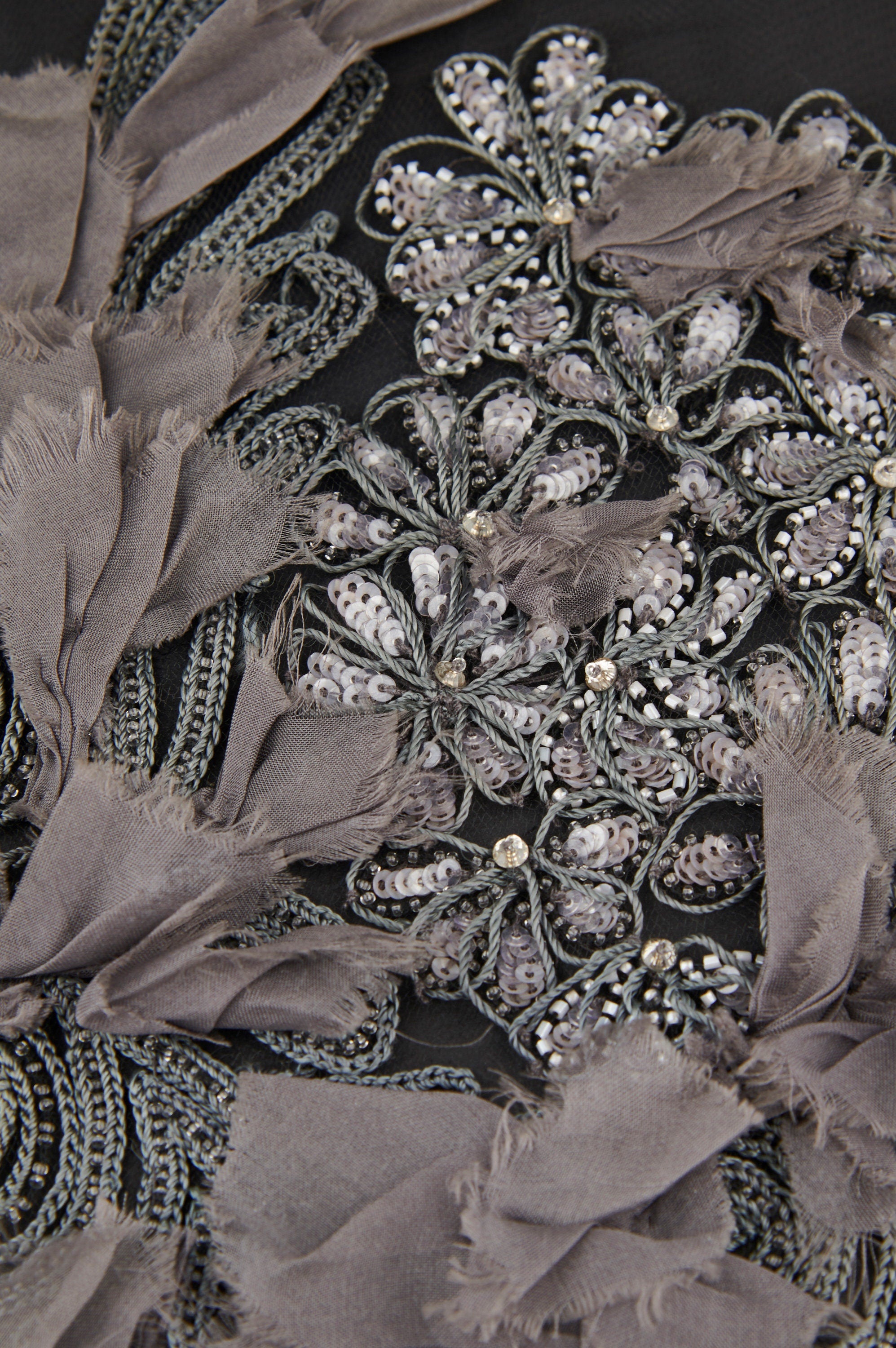 3D Charcoal Gray Embellished Applique