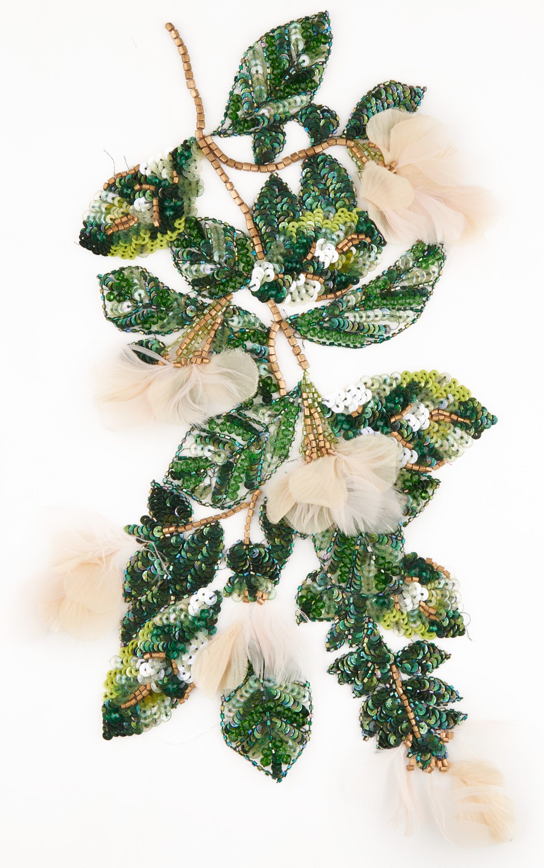 A127 - Feathered Silk Floral Vine Applique