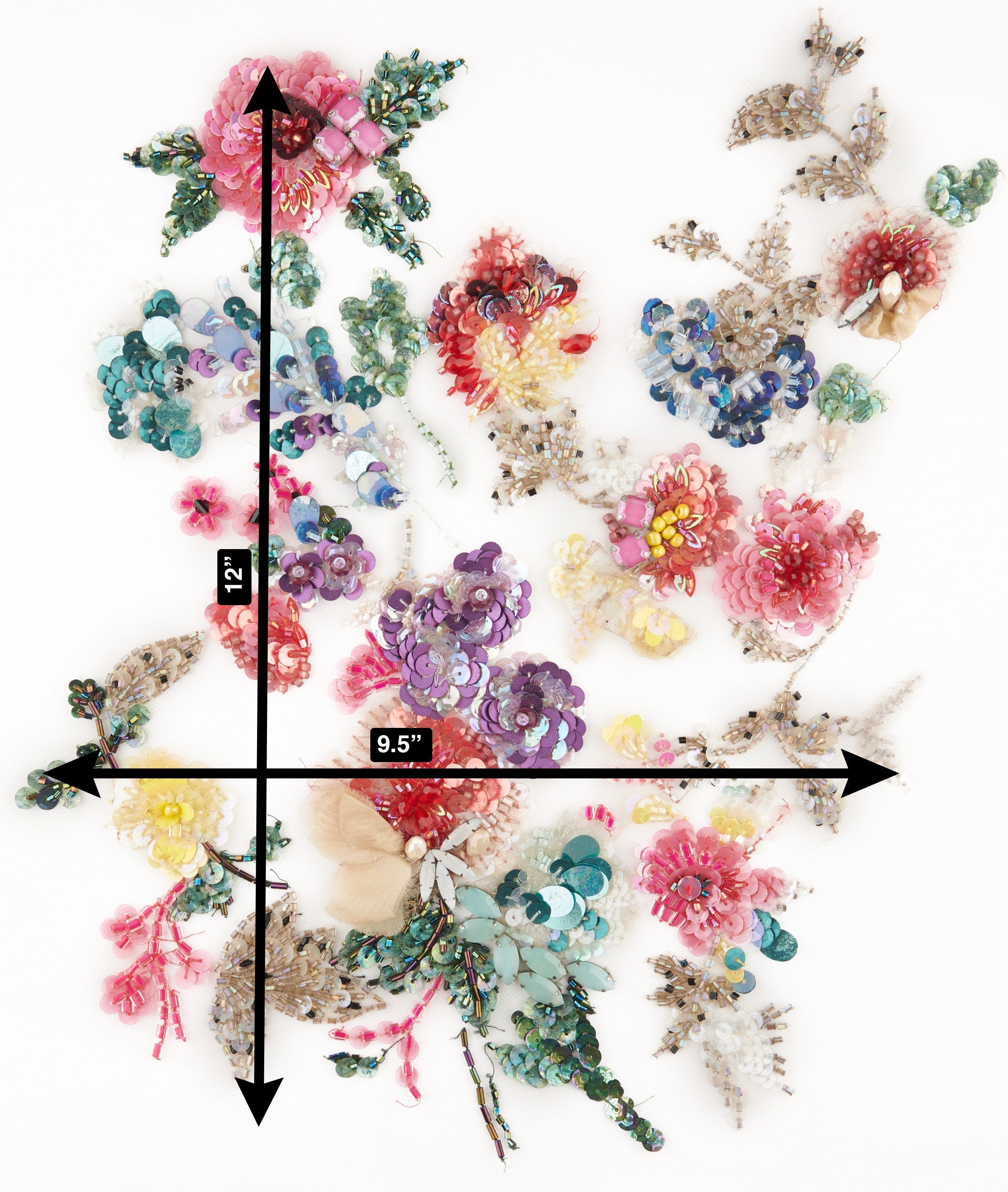 3D Multi Colored Floral Beaded Applique