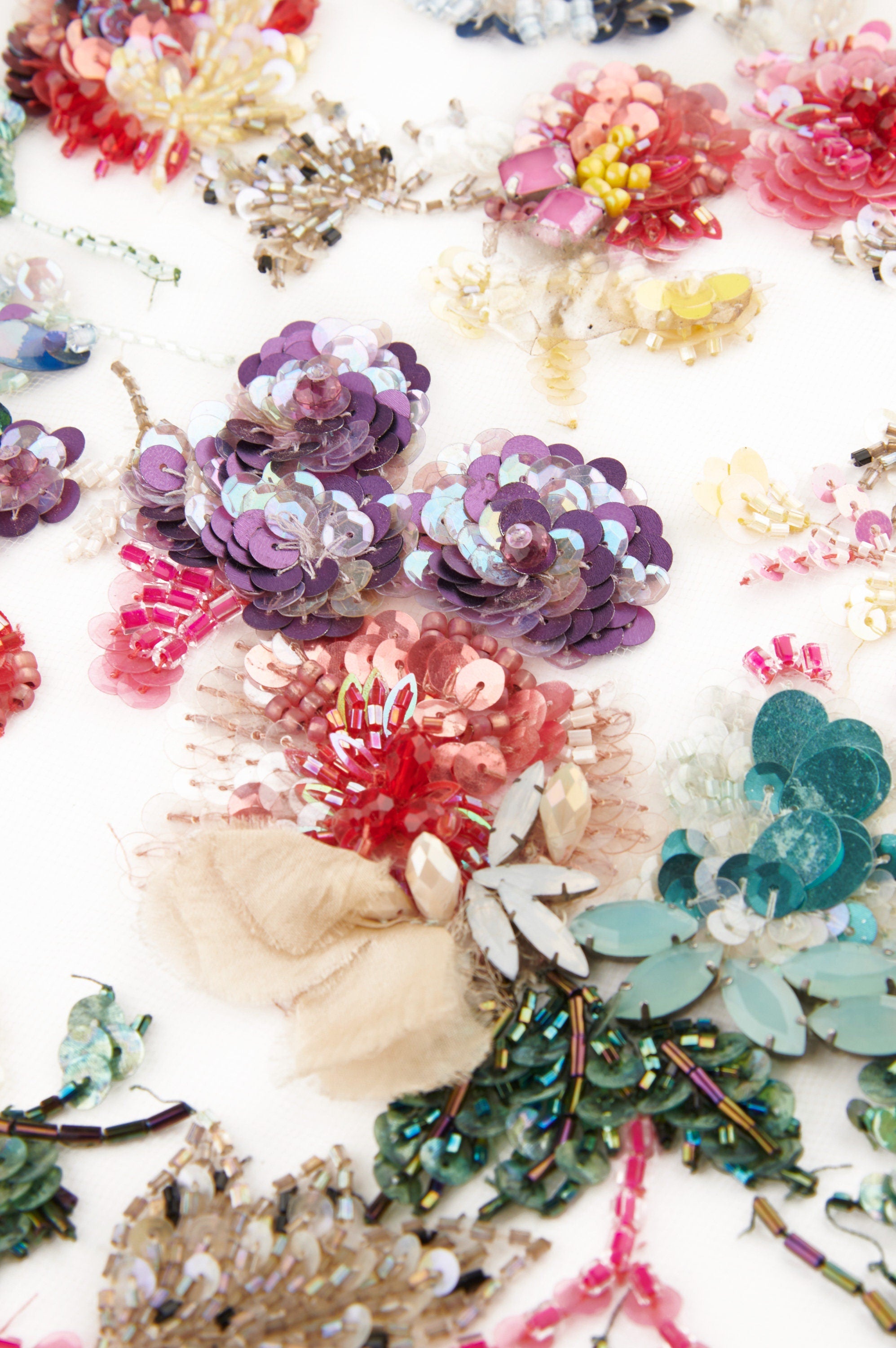 3D Multi Colored Floral Beaded Applique