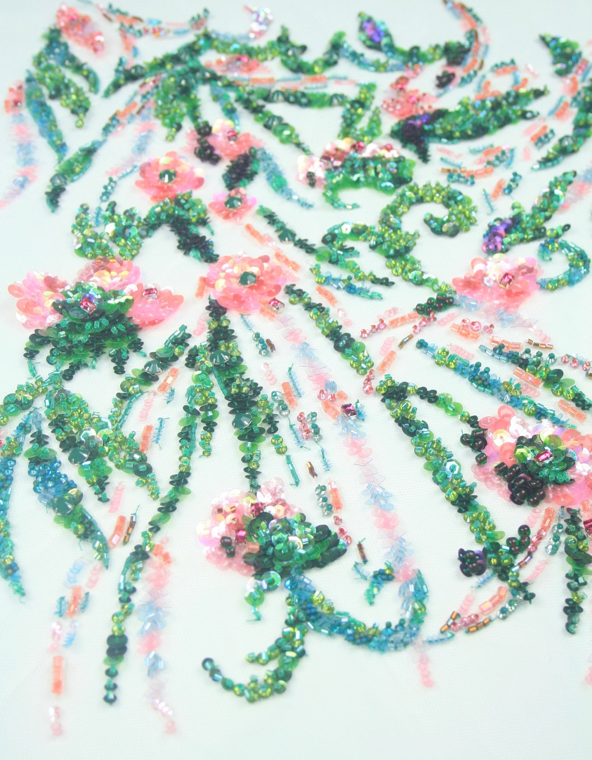 Floral beaded applique for wedding Dress,prom dresses, couture fabric, sequin applique for dance costumes,crystal bodice applique for dress