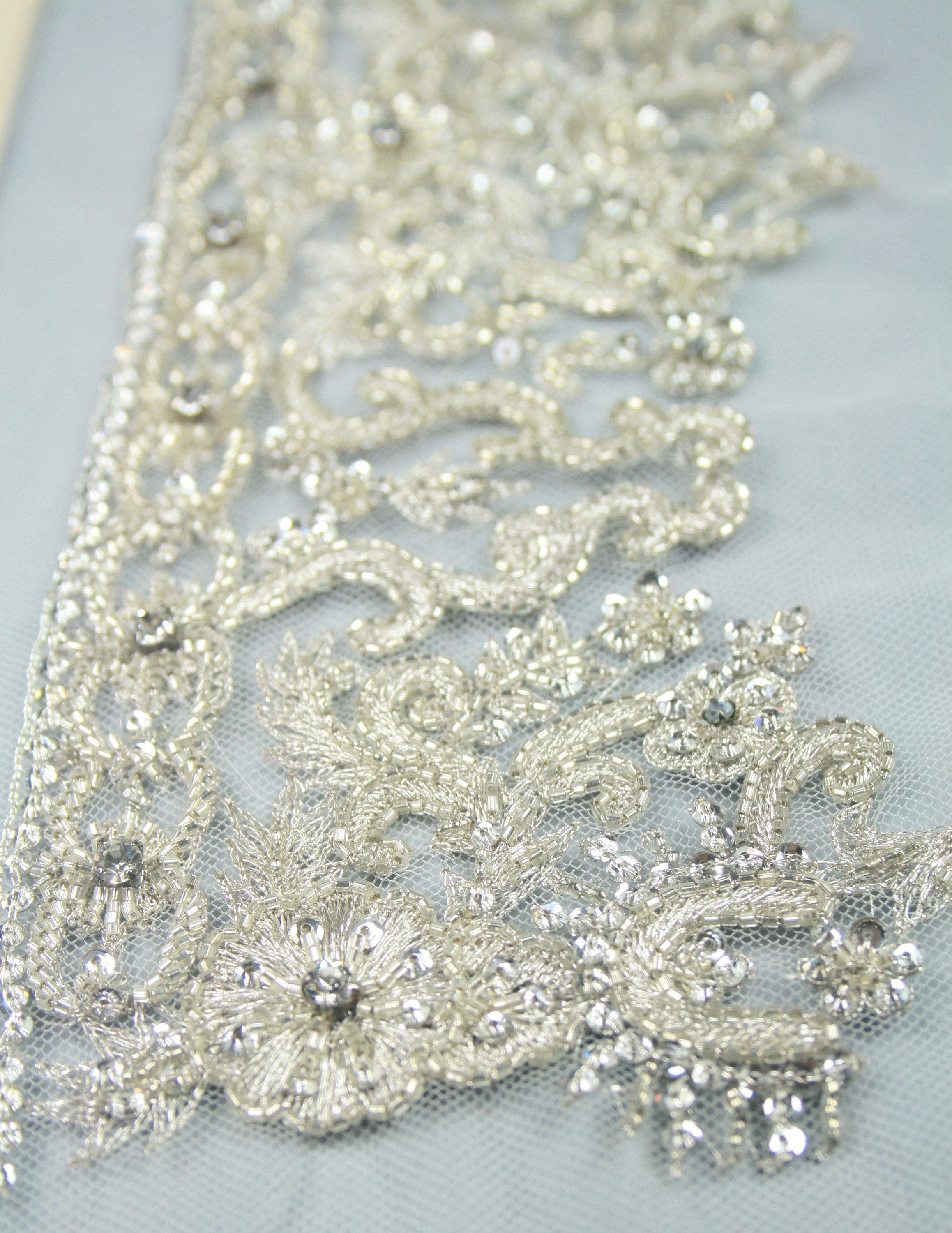 3D Ivory Crystal Beaded Applique