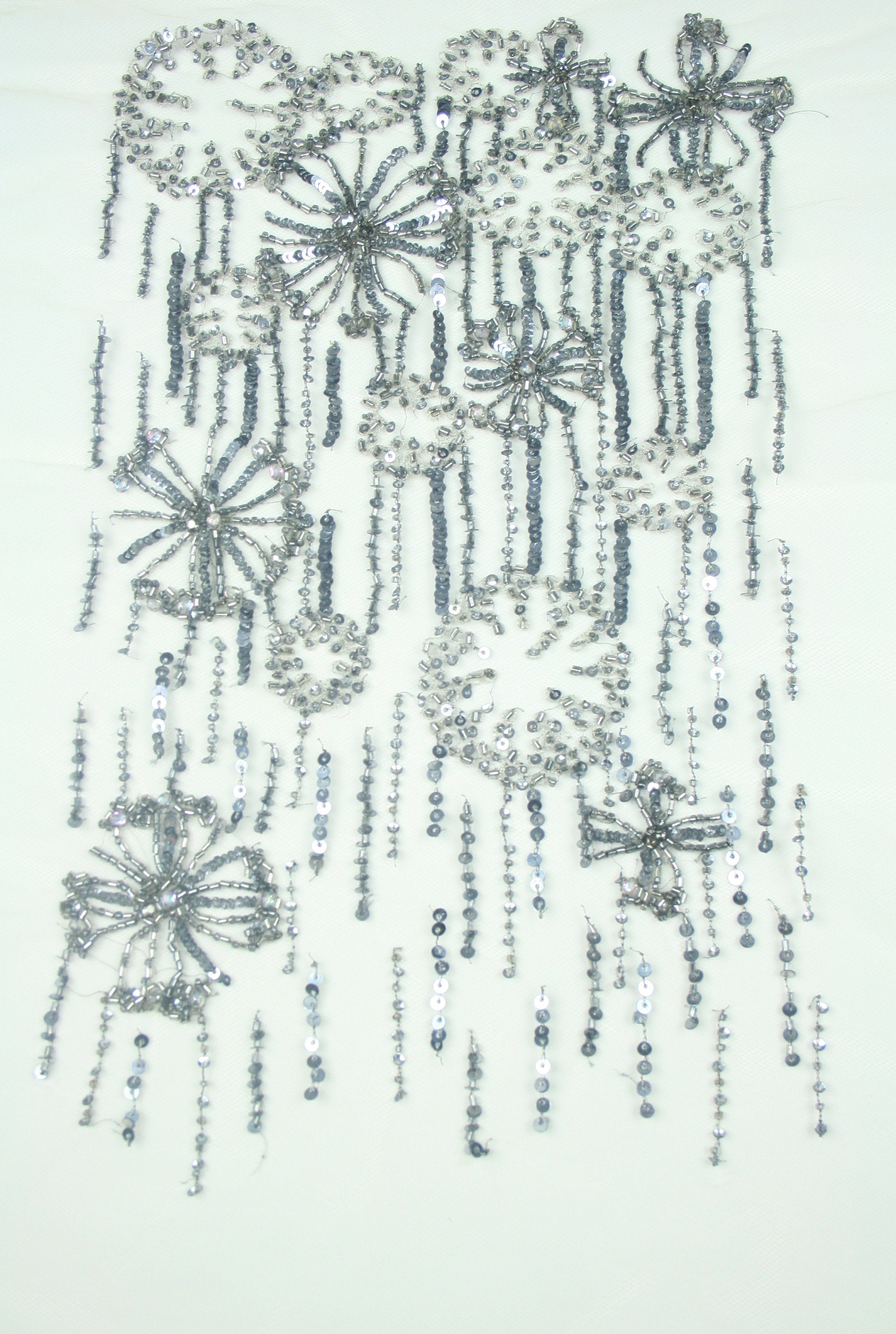 C101 - Antique Silver Beaded Applique