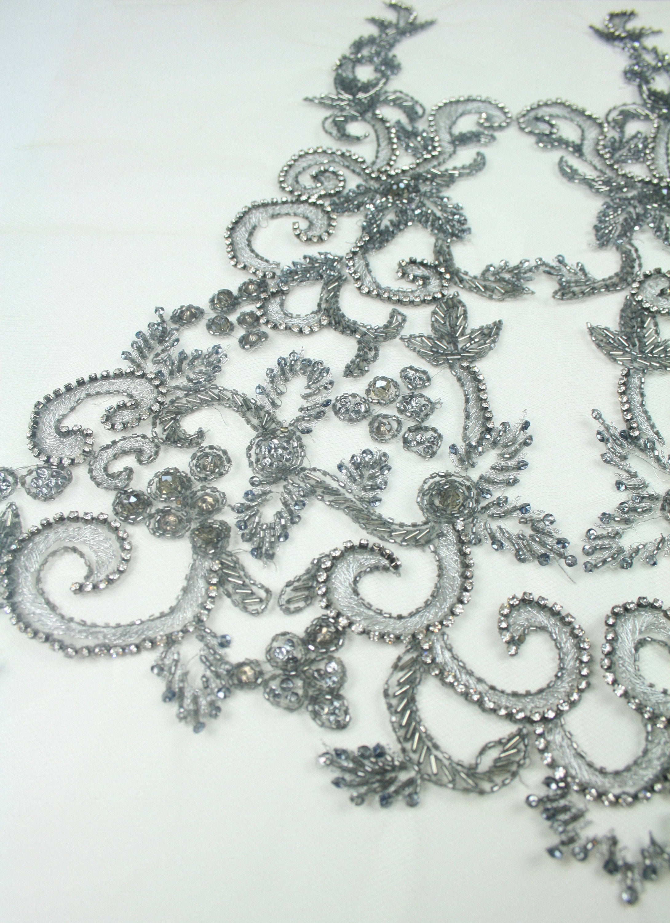 3D Platinum Beaded Applique