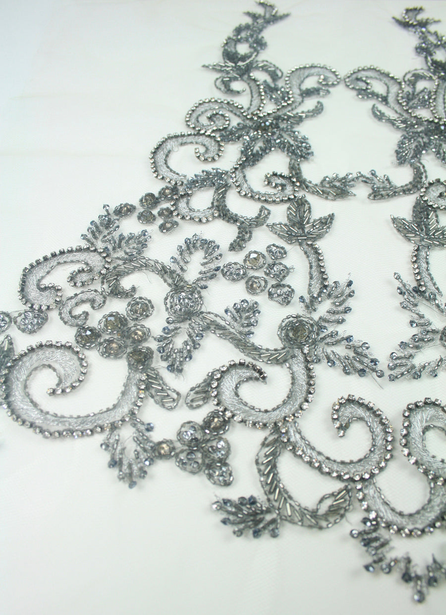 3D Platinum Beaded Applique