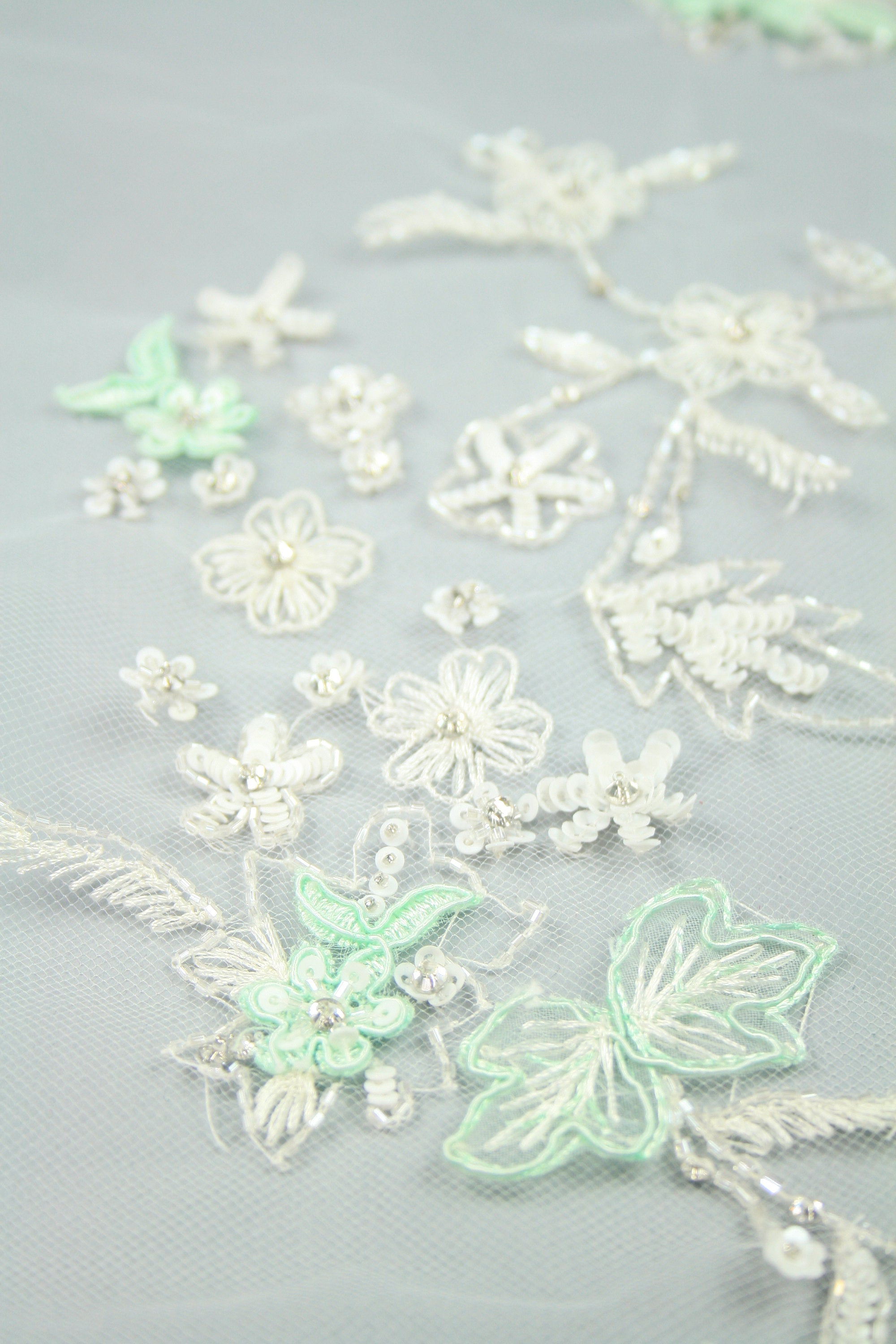 3D Mint & Ivory Floral Applique