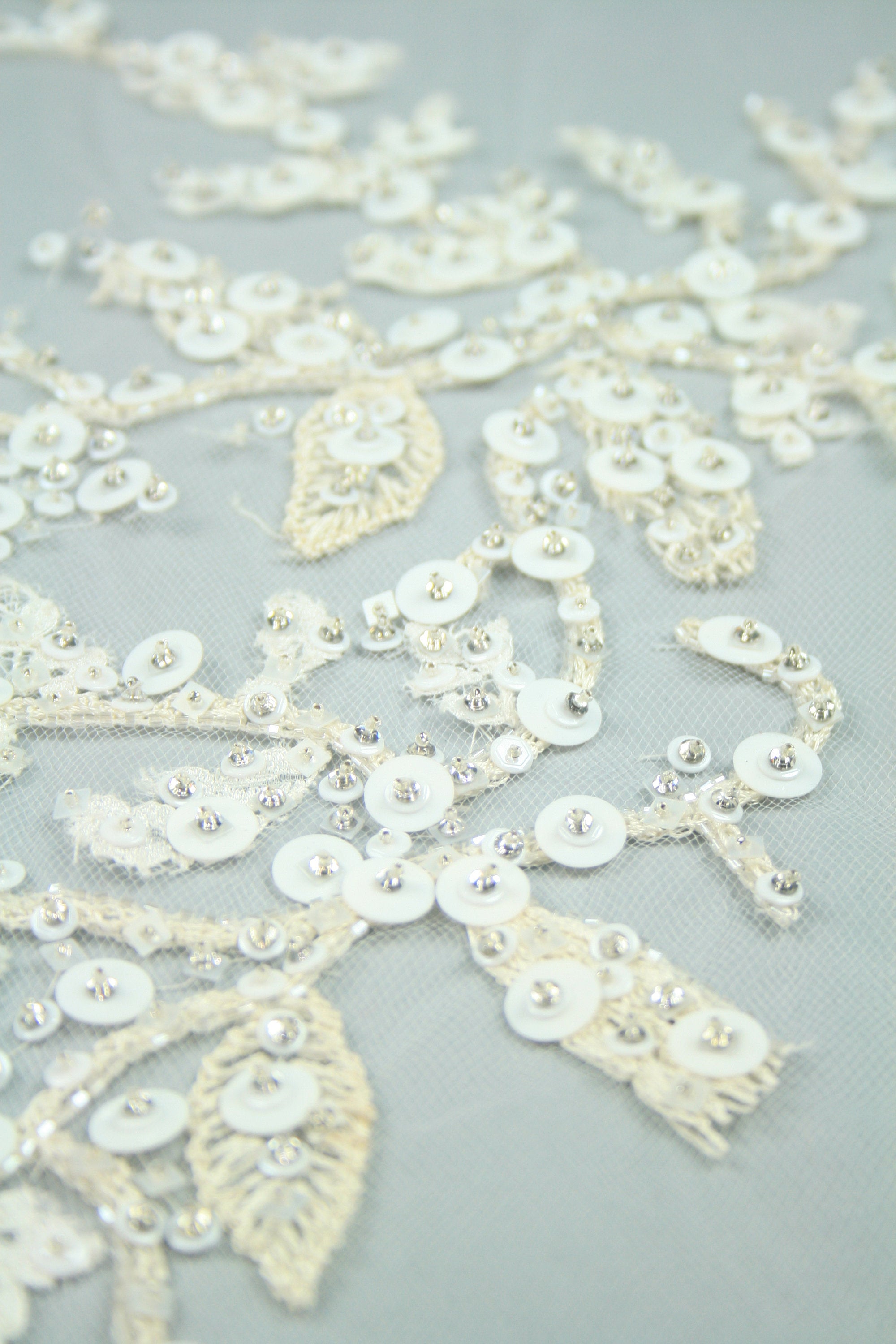 3D Intricate White Floral Wedding Applique