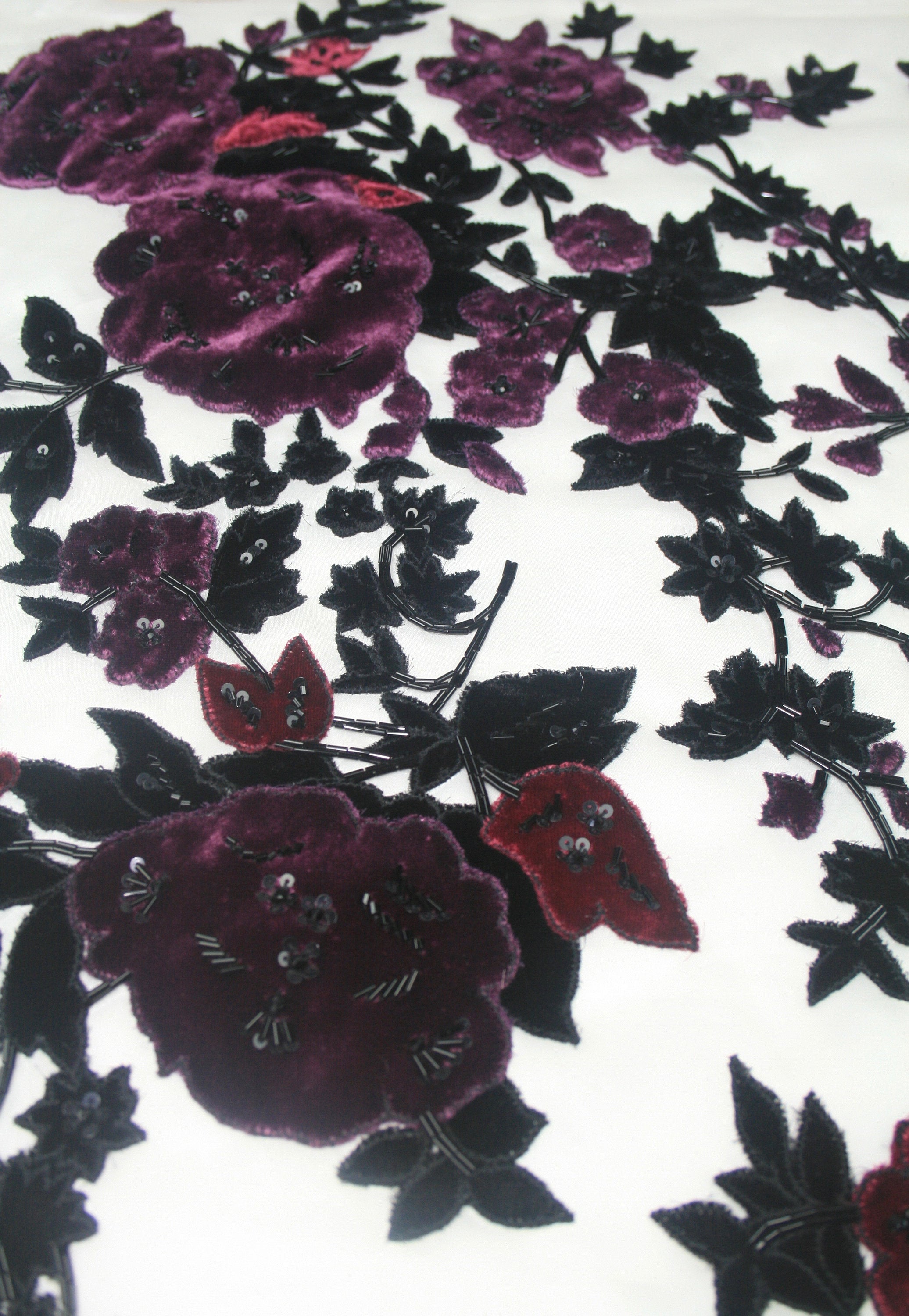 tbd - Burgundy Velvet Floral Applique