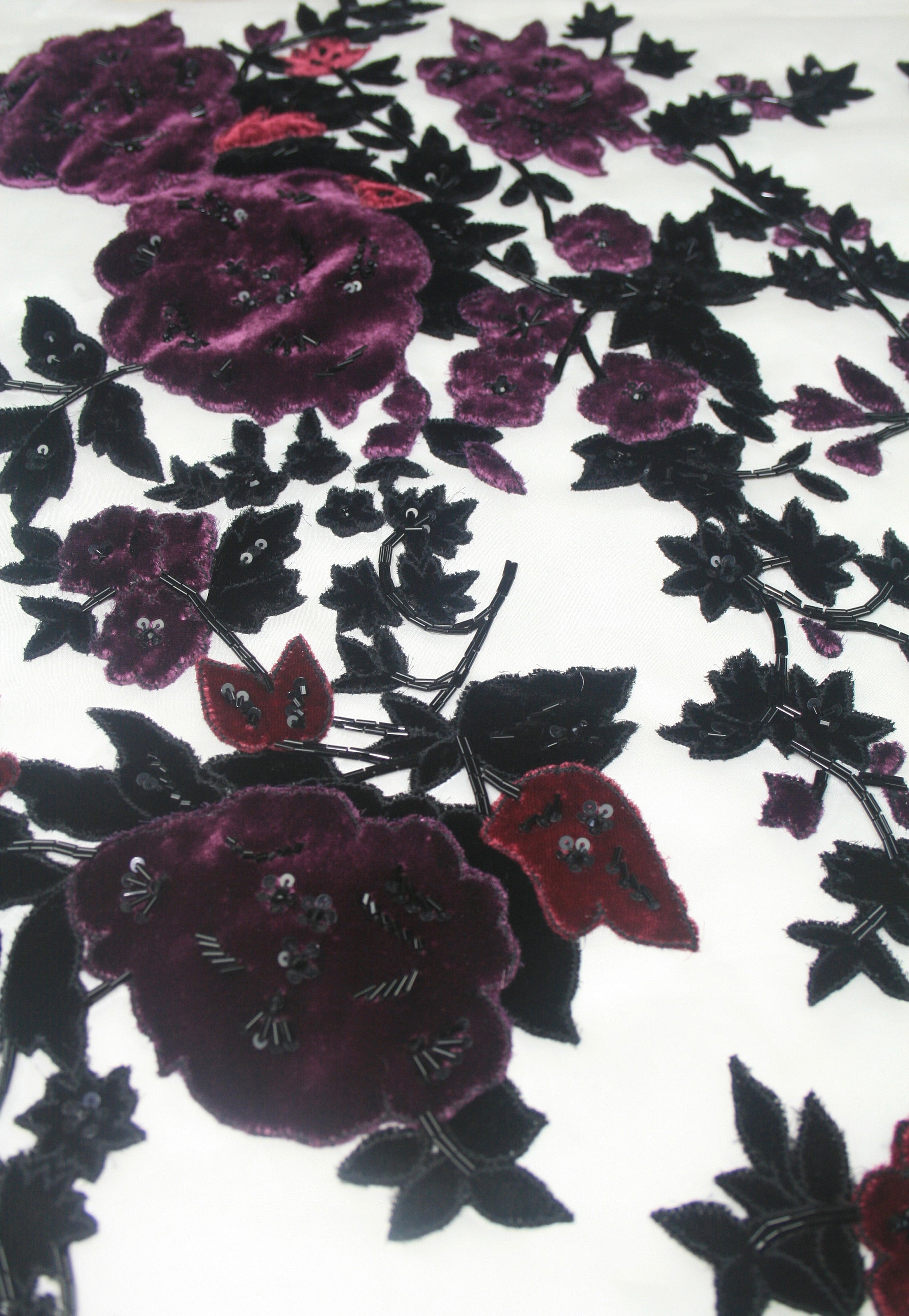 tbd - Burgundy Velvet Floral Applique