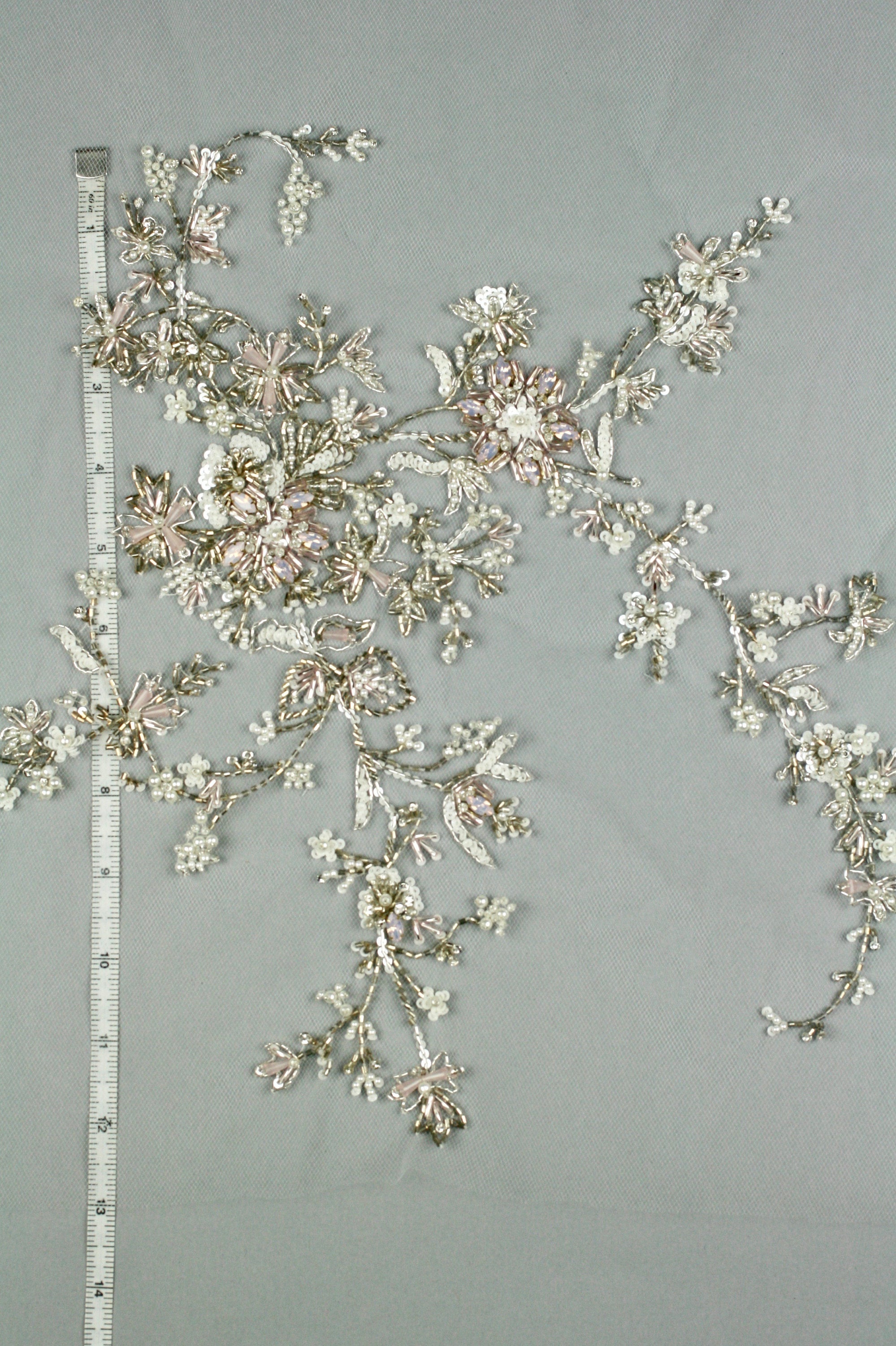 wedding dress applique, beaded trim applique, luxury fabric, rhibestones panel, haute couture fabric , beaded lace fabric.