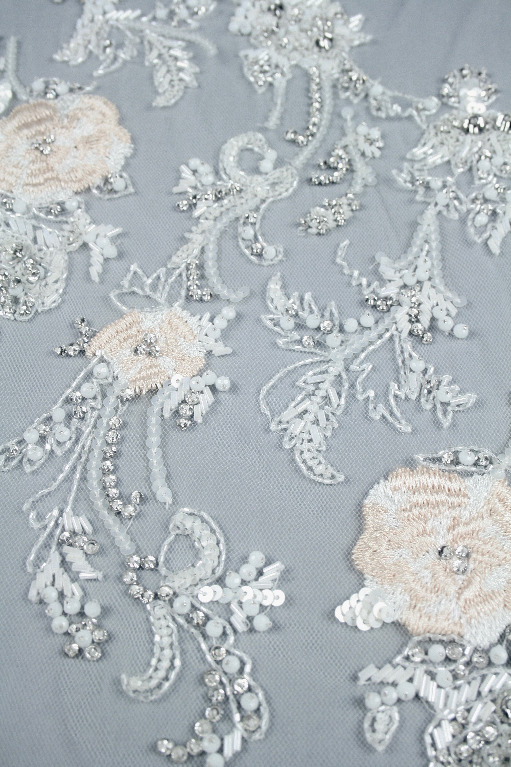 3D Light Peach Floral Wedding Applique