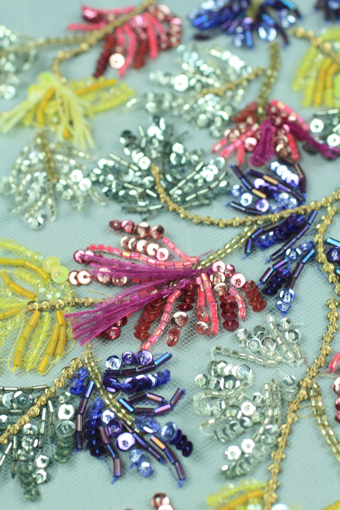 3D Colorful Floral Beaded Applique
