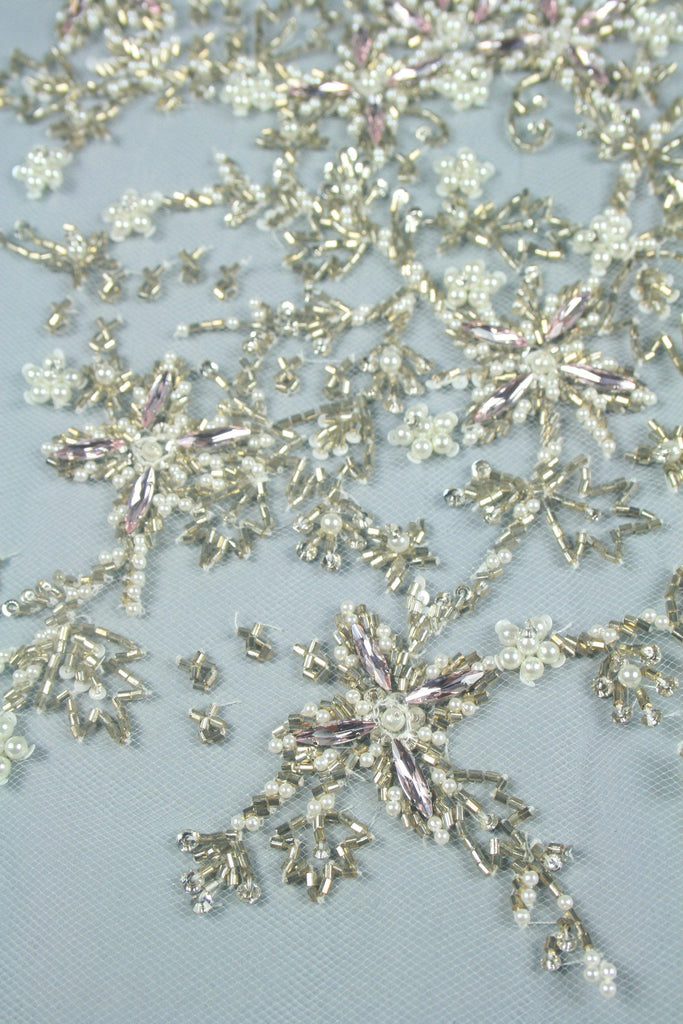 bridal beaded applique, wedding dress applique, crystal appliques for dance costumes, rhinestone applique bodice, hand embroidered applique
