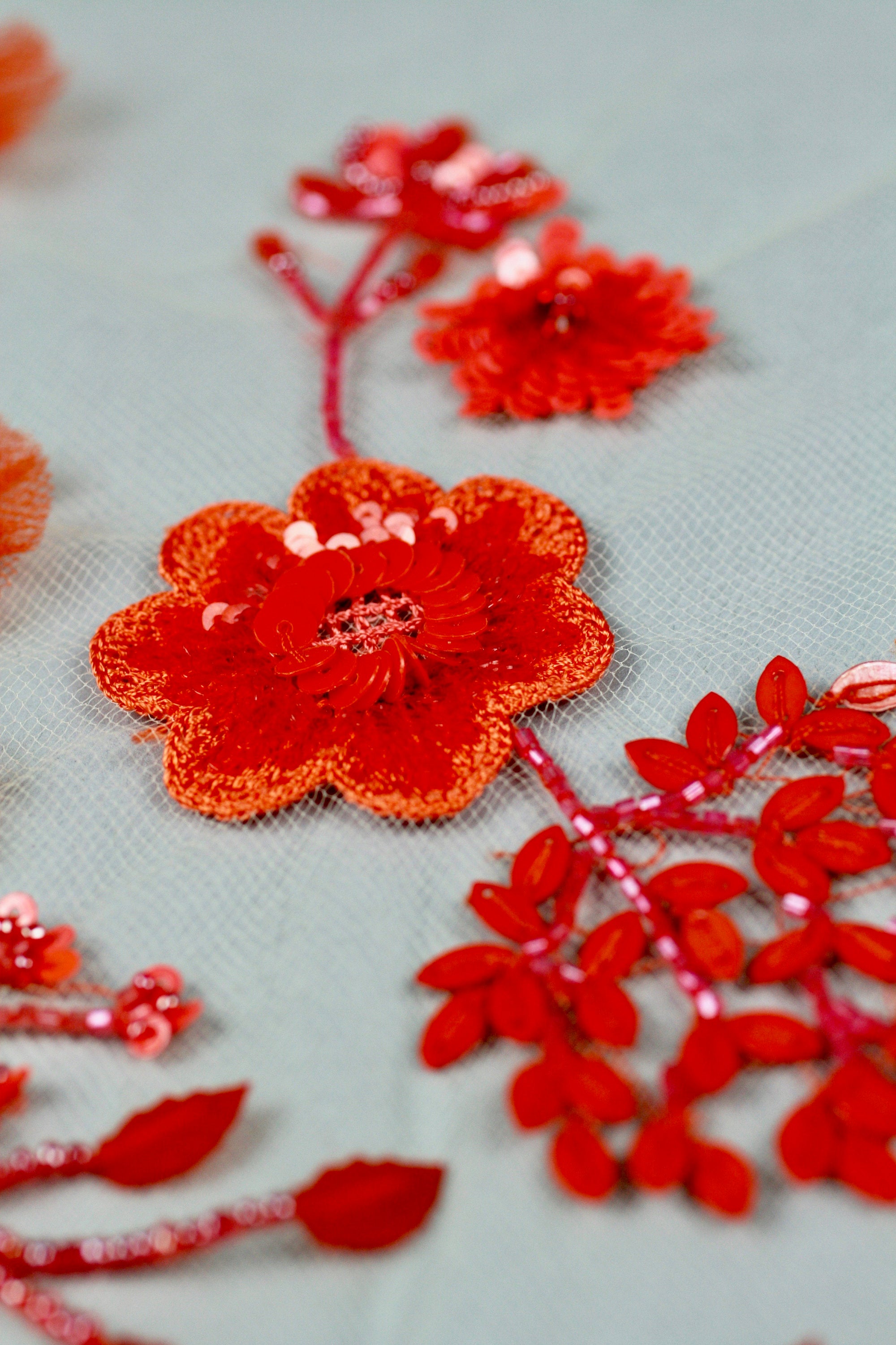z Burnt Orange Guipure Lace Beading,Floral Lace Beading in Burnt Orange,Custom Beaded Lace Bodice;One of a kind handmadelace