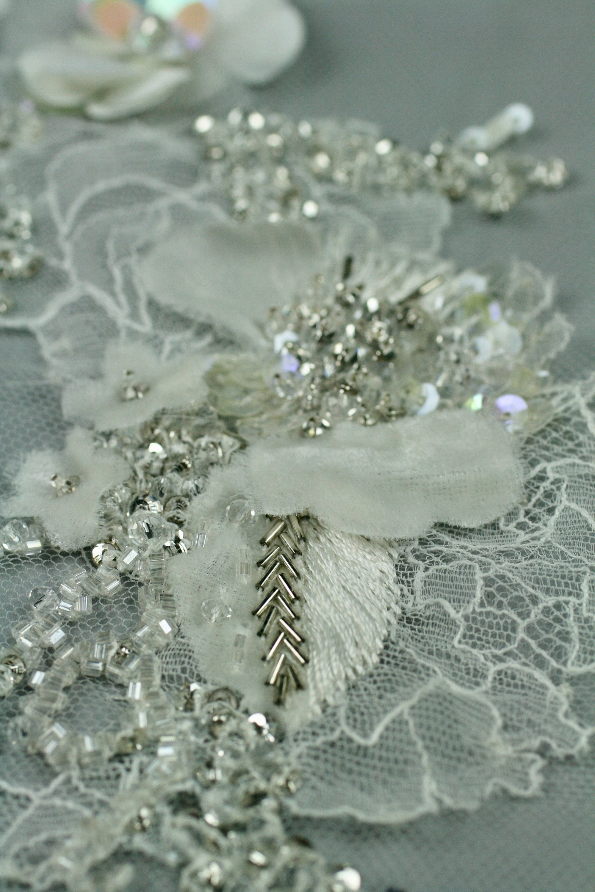 3D Re-Appliqued Lace Floral Bridal Panel