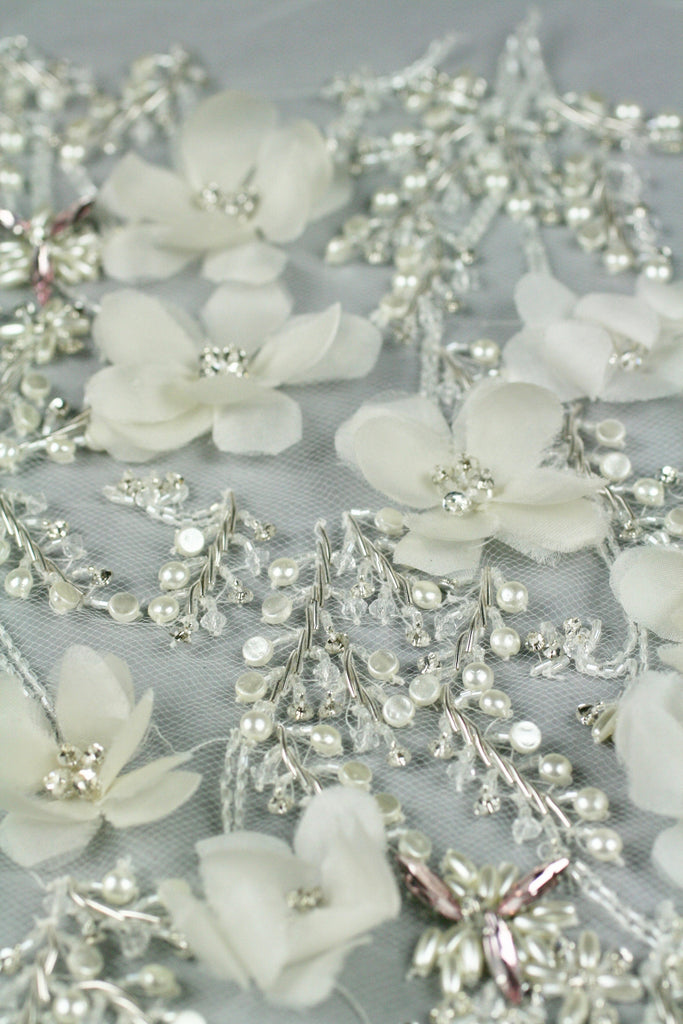 3D Silk Chiffon Floral Wedding Applique
