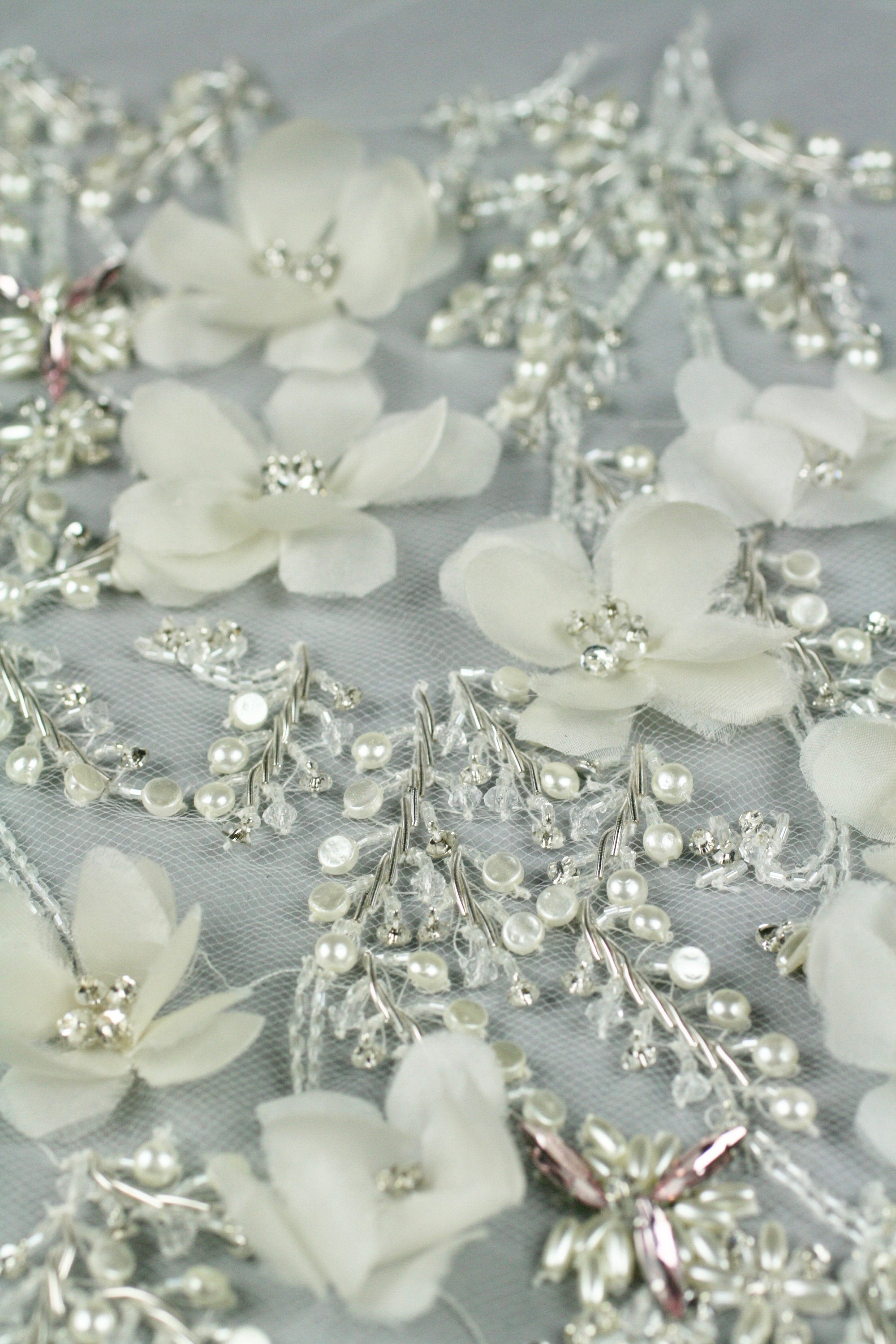 3D Silk Chiffon Floral Wedding Applique