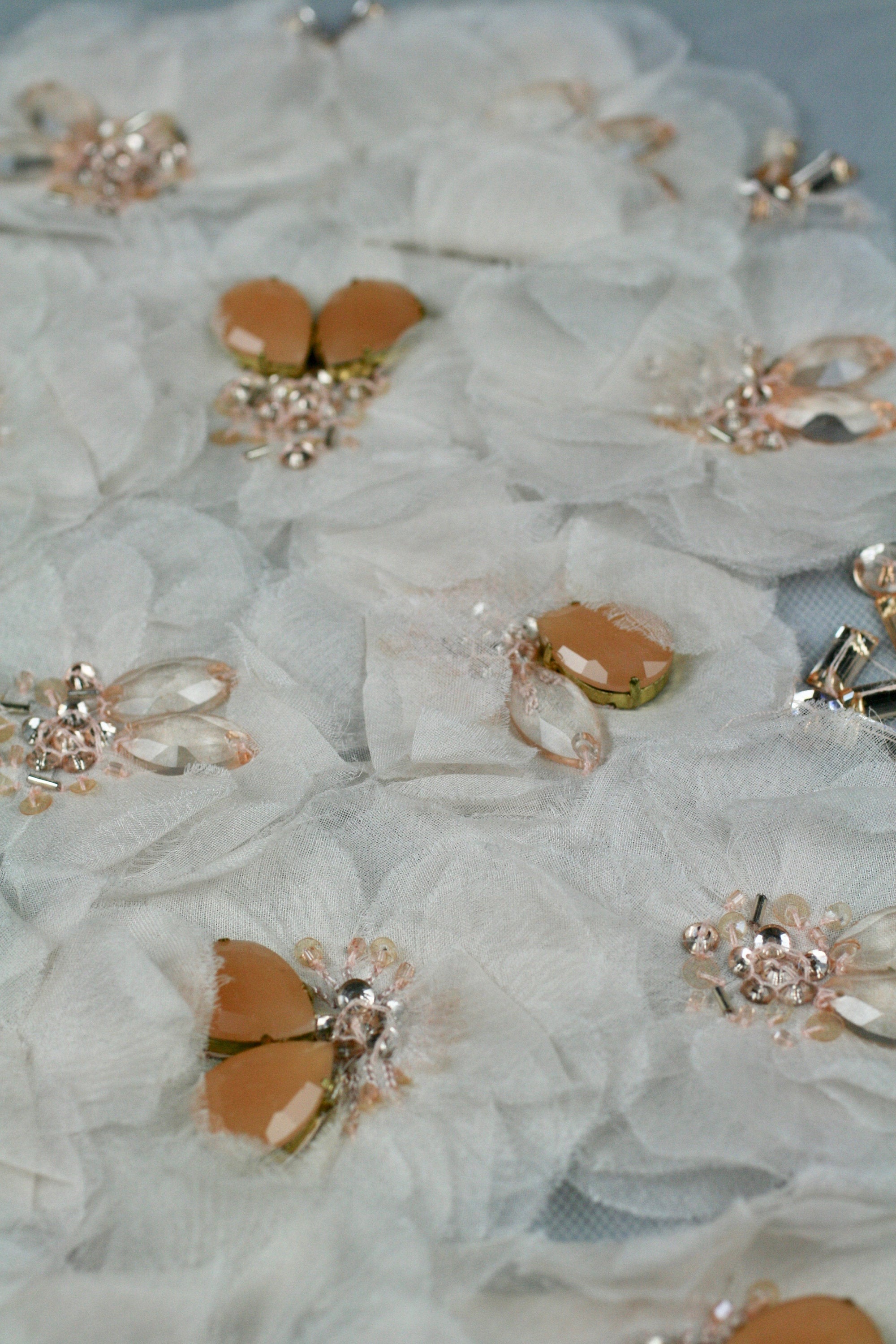3D Light Peach Pressed Floral Applique