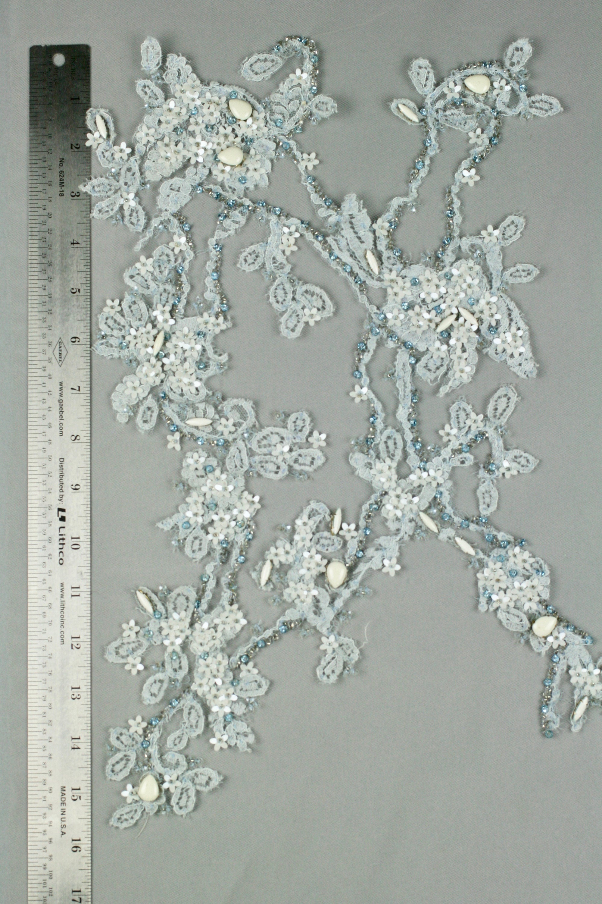 3D Icy Blue & White Lace Applique