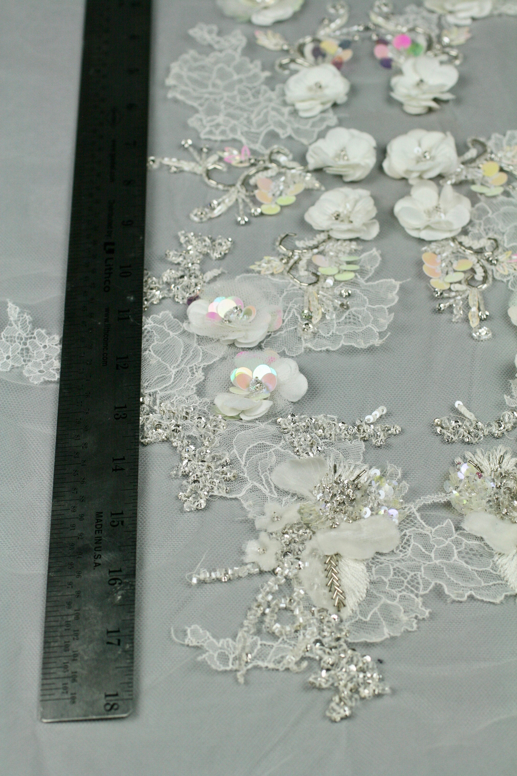 3D Re-Appliqued Lace Floral Bridal Panel