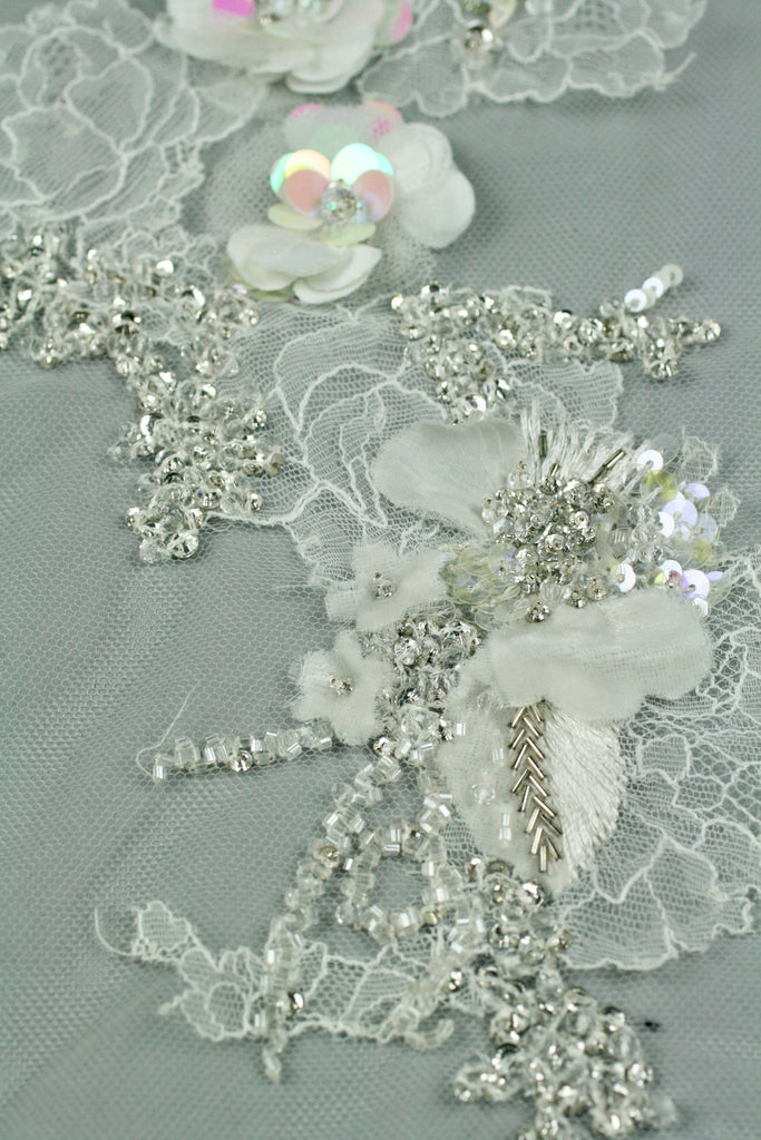 3D Re-Appliqued Lace Floral Bridal Panel
