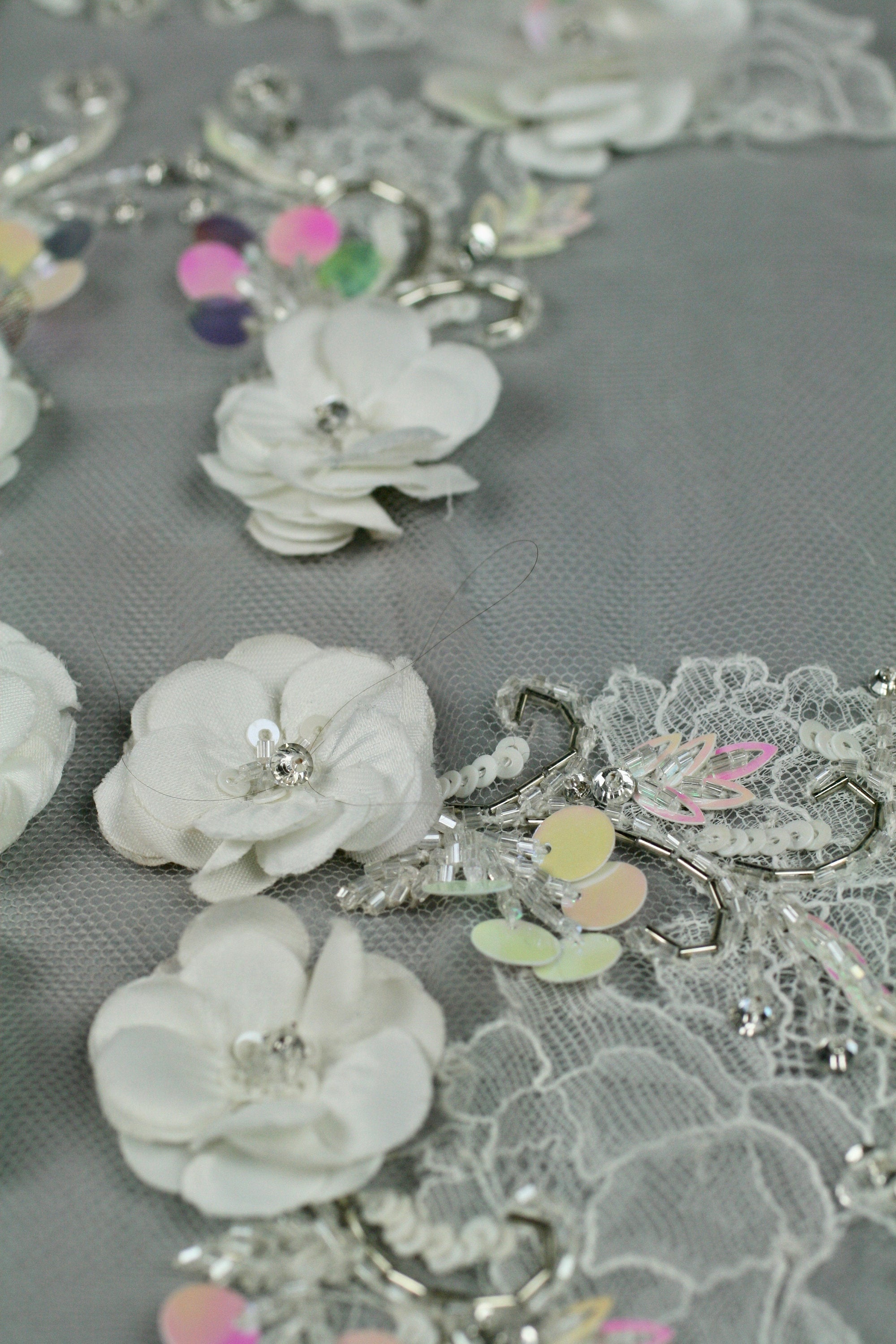 3D Re-Appliqued Lace Floral Bridal Panel