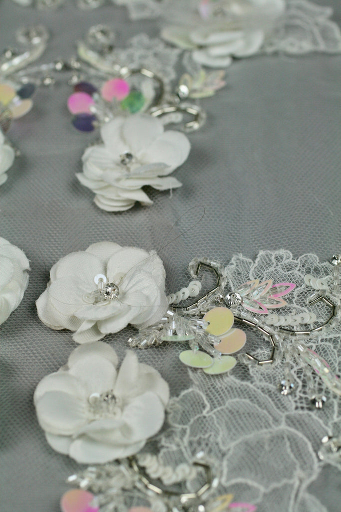 3D Re-Appliqued Lace Floral Bridal Panel