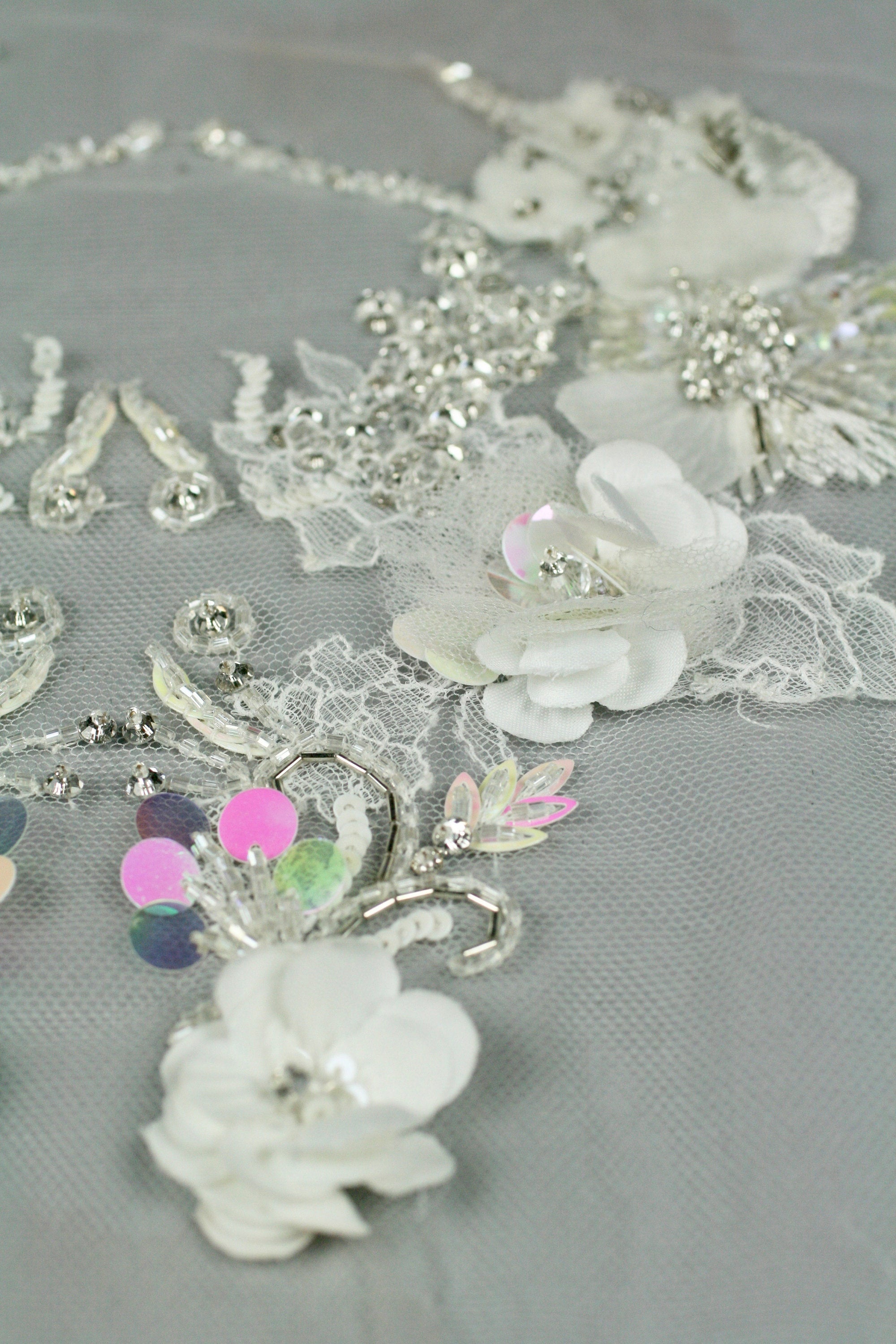 3D Re-Appliqued Lace Floral Bridal Panel