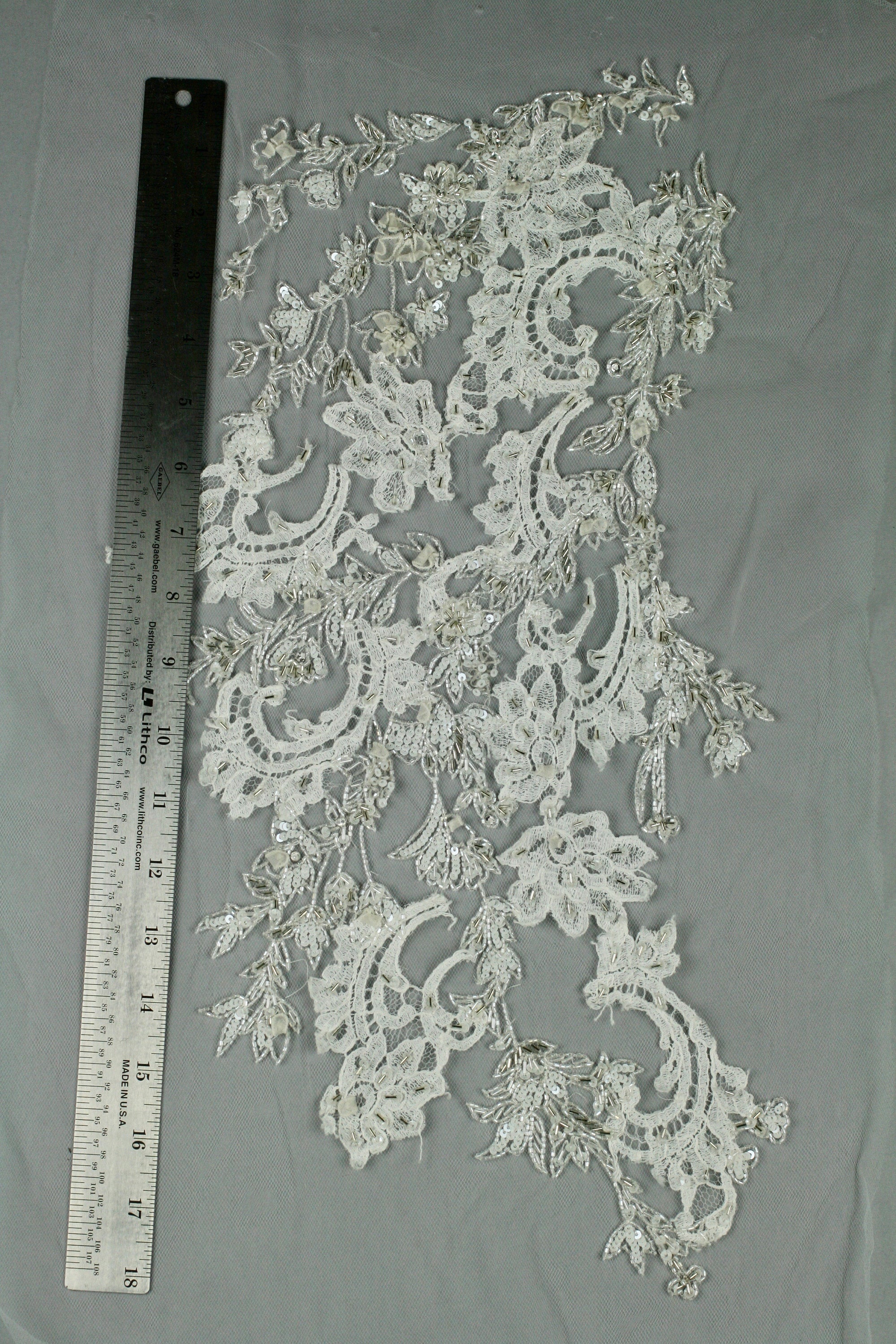 3D White Beaded Lace Wedding Applique