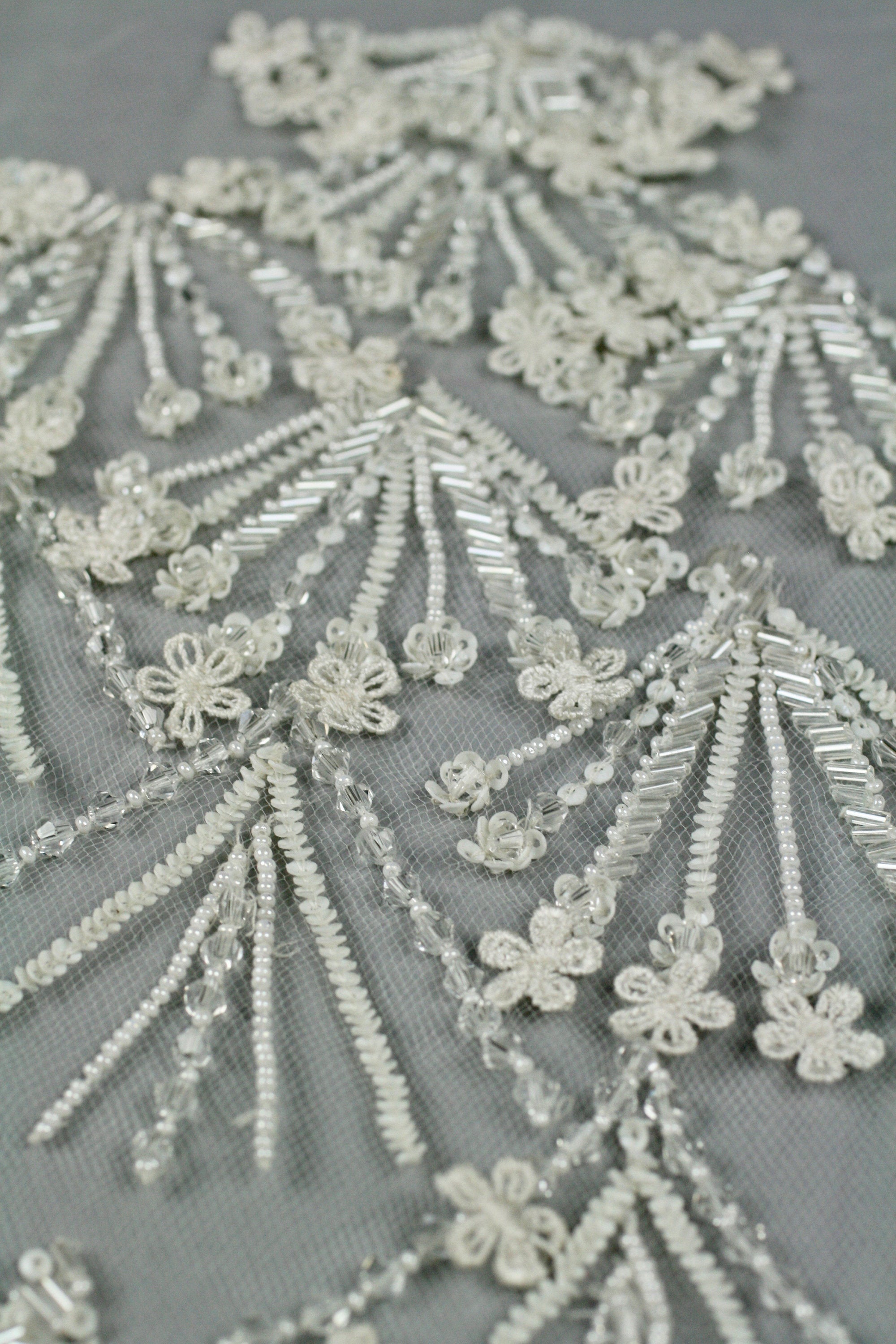 3D White Beaded Floret Wedding Applique